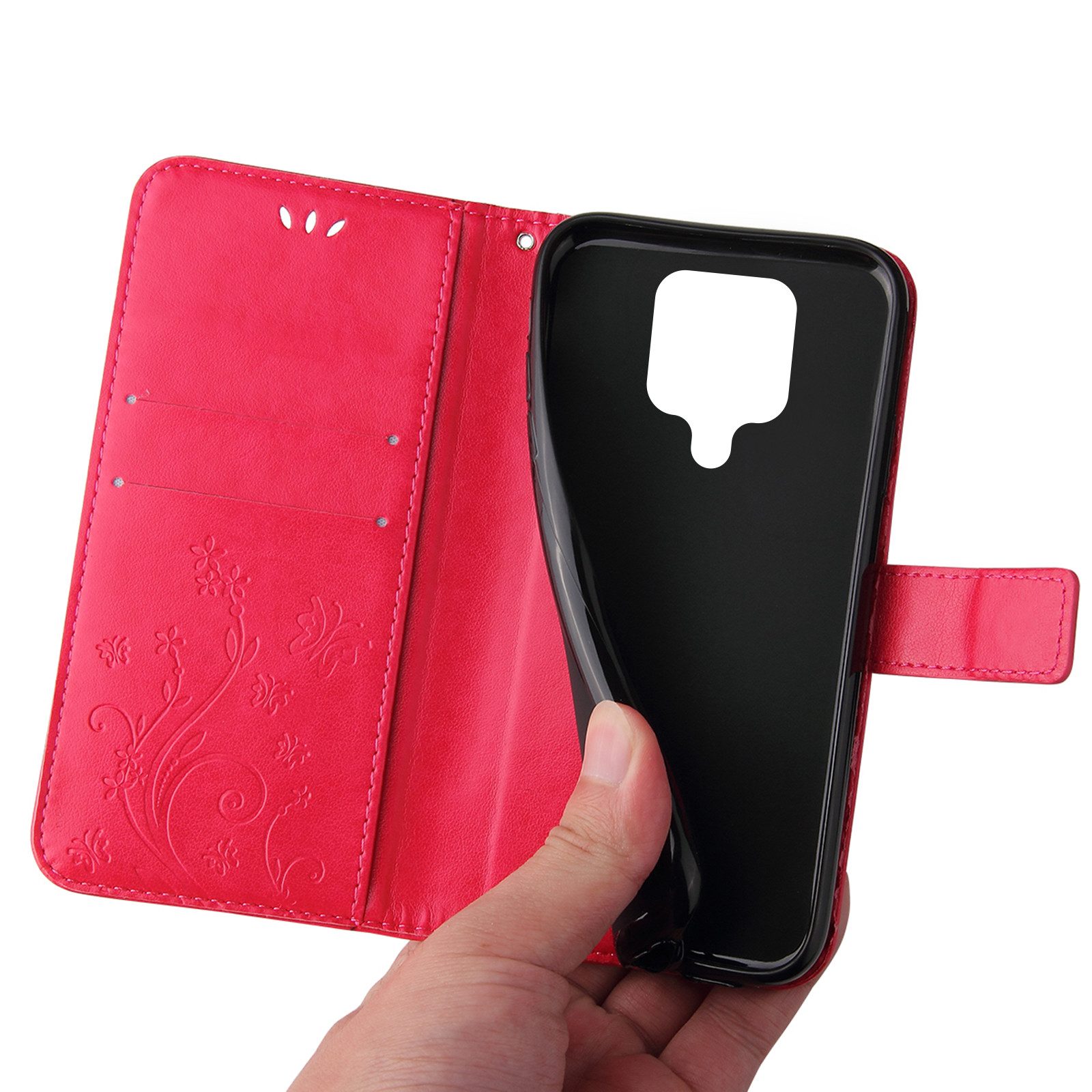 Tec-Expert Handyhülle Cover Tasche Hülle für Xiaomi Redmi Note 9 Pro & Note 9S 6,67 Zoll, Klapphülle Case mit Kartenfach Fliphülle aufstellbar, Motiv Blumen