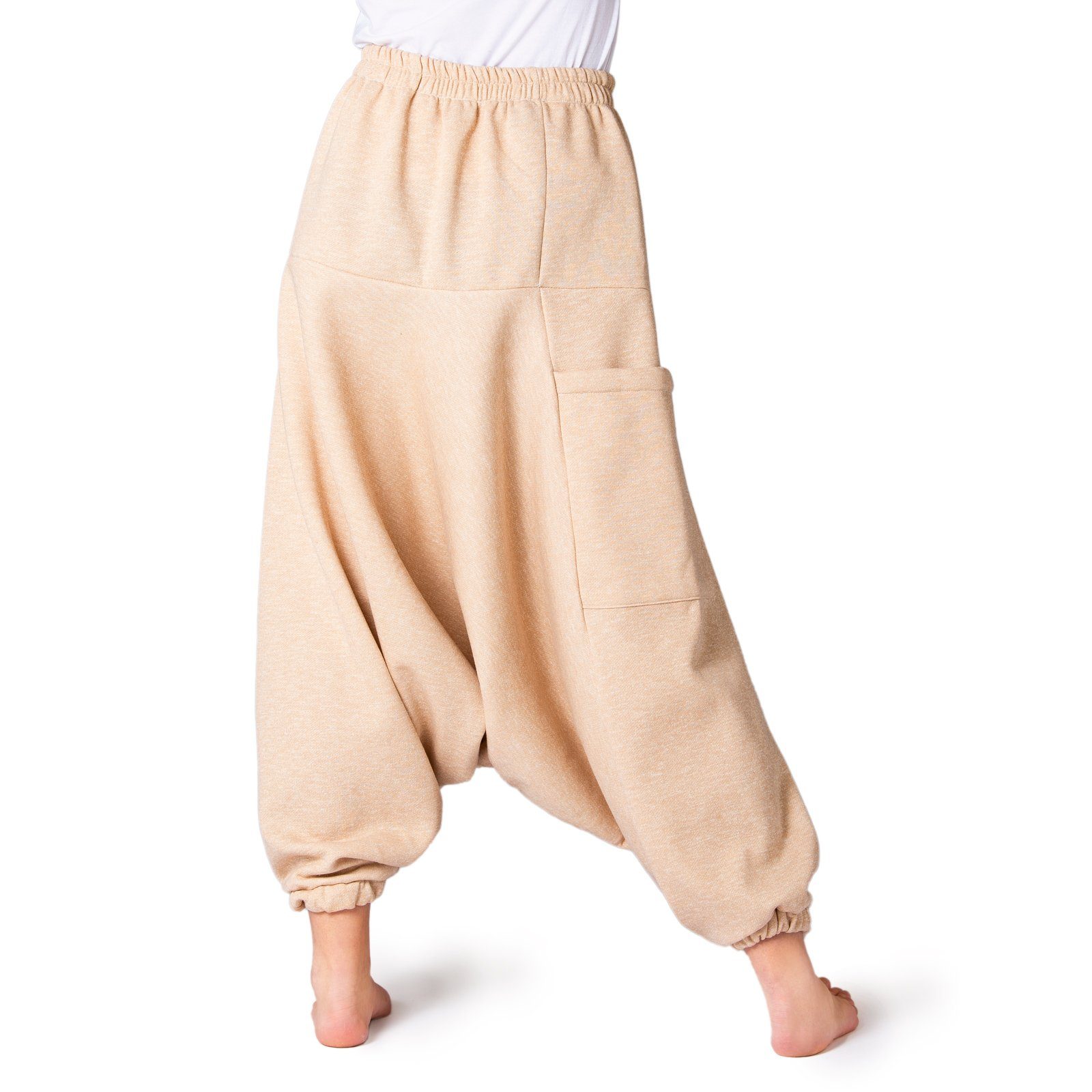 als fürs Chillhose aus Herbst oder Baumwollhose gefütterte Jogginghosen-Stoff Beige Sofa bequeme Aladinhose Relaxhose PANASIAM warm für Homeoffice und Winter