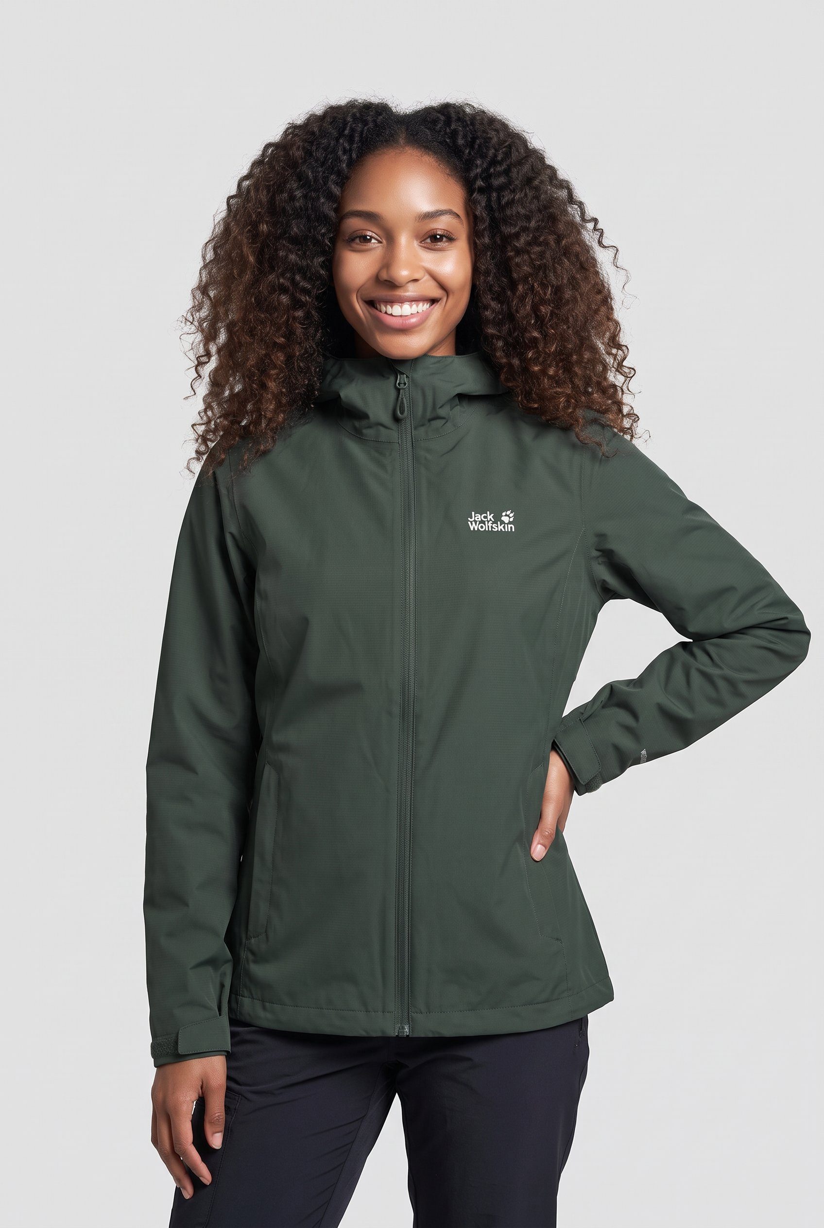 Jack Wolfskin Regenjacke OUTROVERT 2L JKT W mit Kapuze, wasserdicht, atmungsaktiv