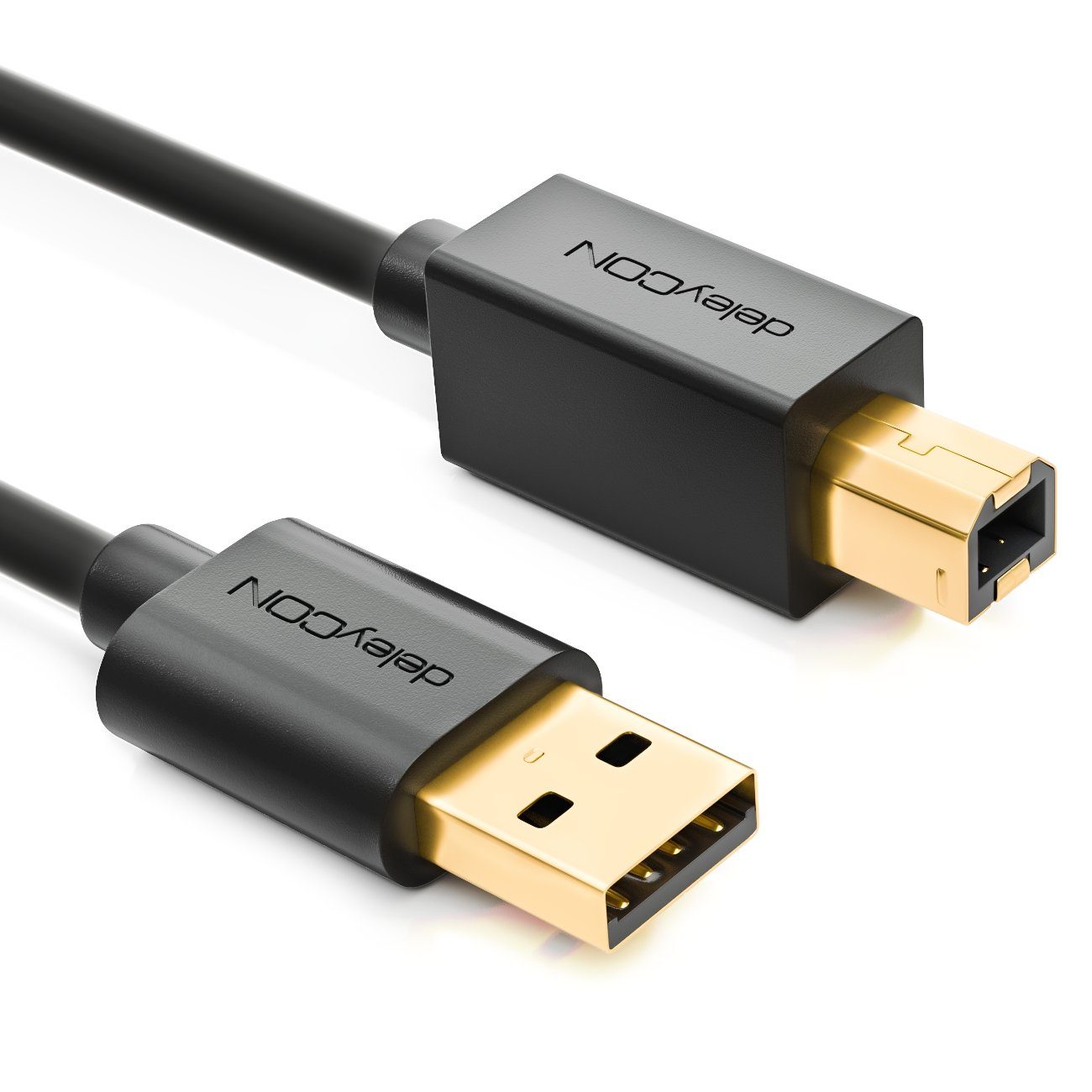 deleyCON deleyCON 0,5m USB 2.0 Drucker- Scannerkabel USB A-Stecker zu USB-Kabel