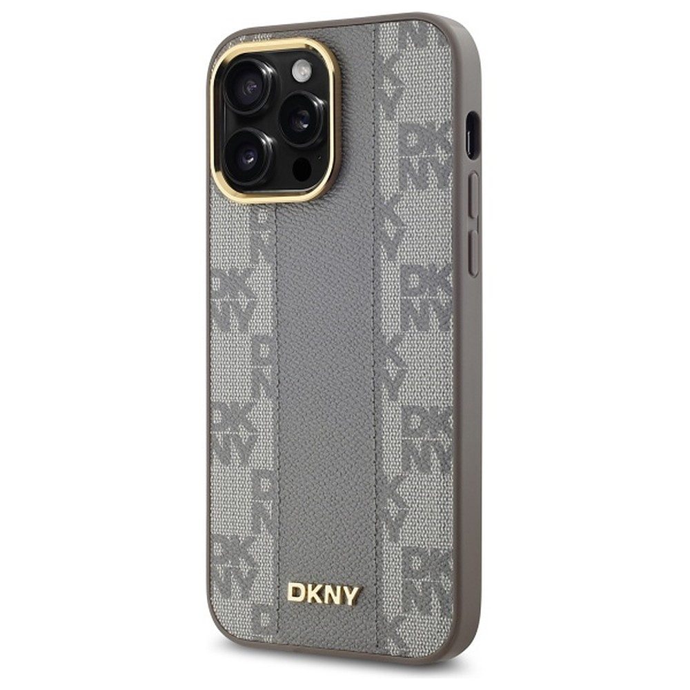 DKNY Handyhülle MagSafe Lederhülle, MagSafe-kompatibel, Lederoptik, Goldakzente