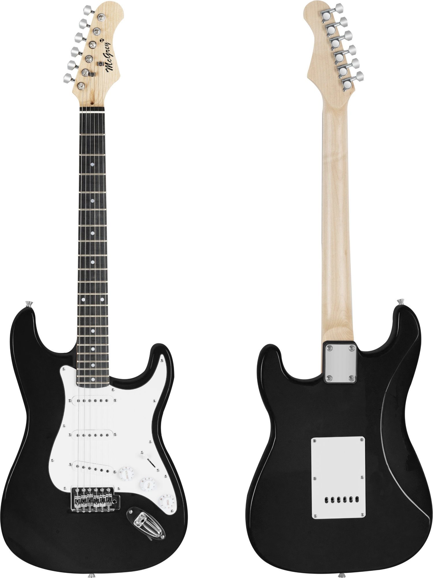 McGrey E-Gitarre Rockit elektrische Gitarre, ST-Style, Komplettset 4/4, 8-St., inkl. Verstärker, Tasche, Stimmgerät, Plektren, Gurt und Kabel, 10 Watt (RMS) Gitarrenverstärker inklusive!