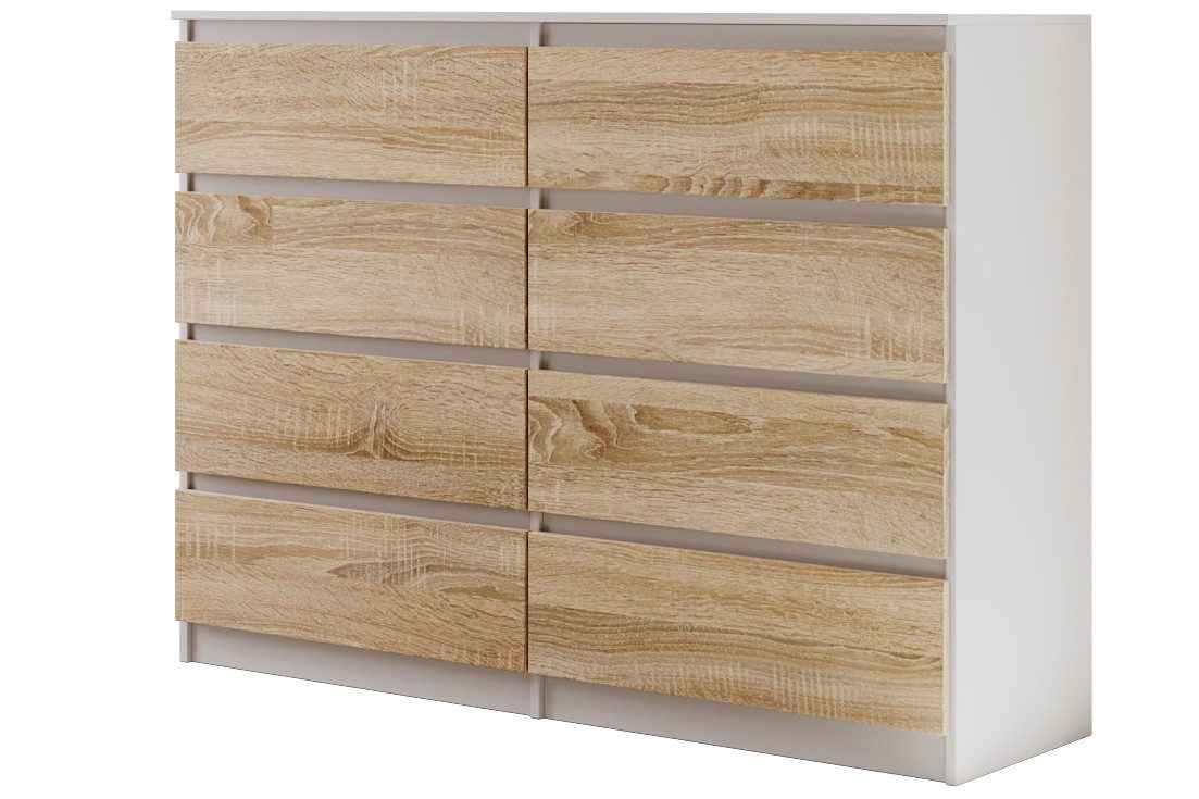 Beautysofa Kommode mit acht Schubladen LEMON, Breite: 120cm oder 140cm, viele Farbvarianten, mit 8 Schubladen