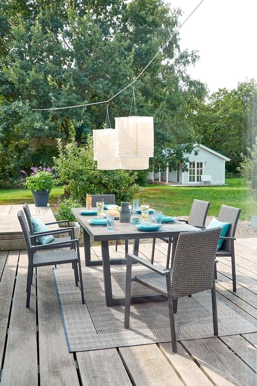 Gartenstuhl St), stapelbar Anthrazit, 2er Outdoor Kunststoff-Geflecht, Set, Aluminium, (Set, 2 KERAMO, Grau,