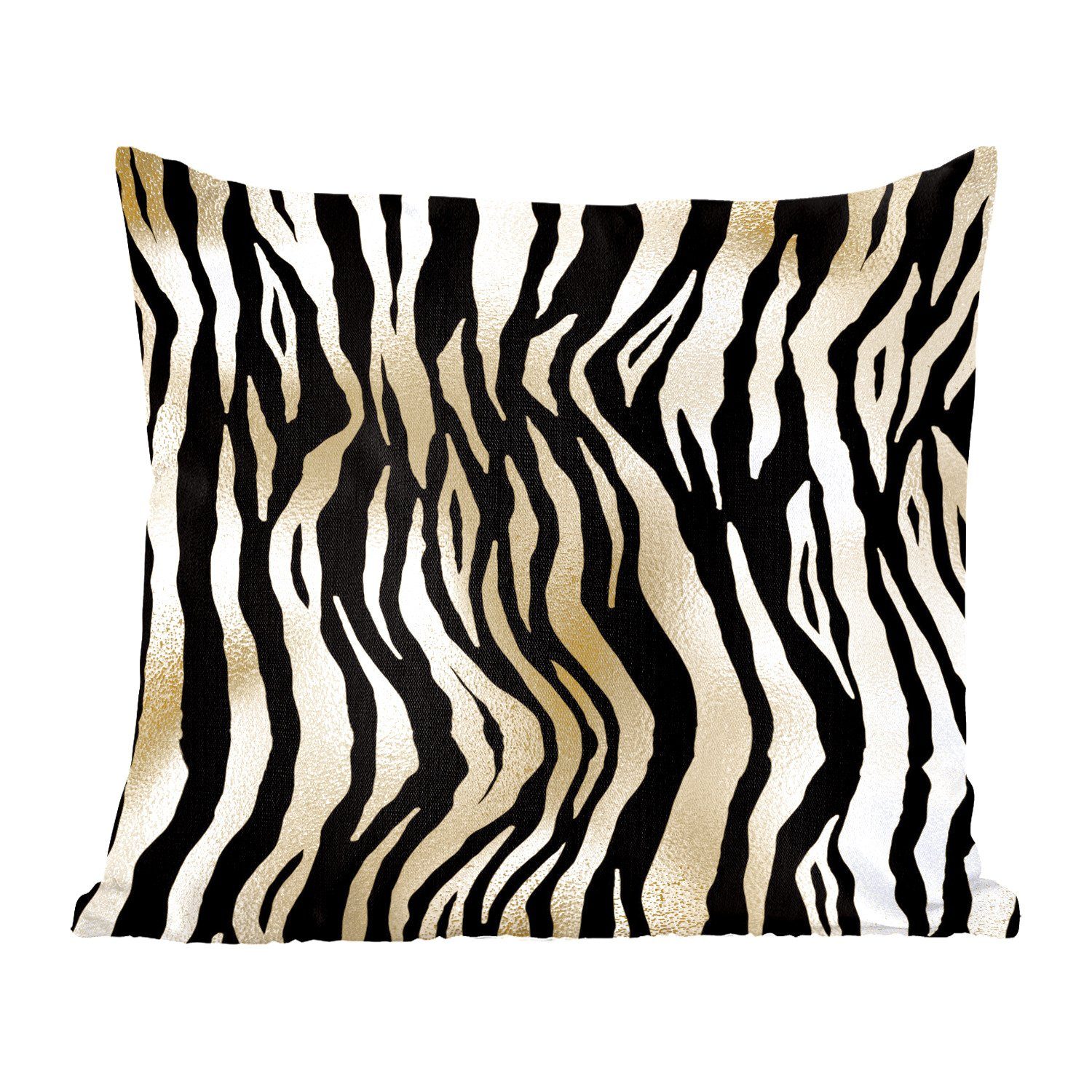 MuchoWow Dekokissen Muster - Zebra - Gold, Zierkissen mit Füllung für Wohzimmer, Schlafzimmer, Deko, Sofakissen