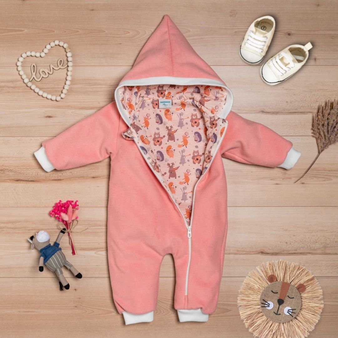 suebidou Fleeceoverall Wollfleeceoverall mit Zwergenkapuze Wagenanzug Babyoverall nachhaltig, kreativ