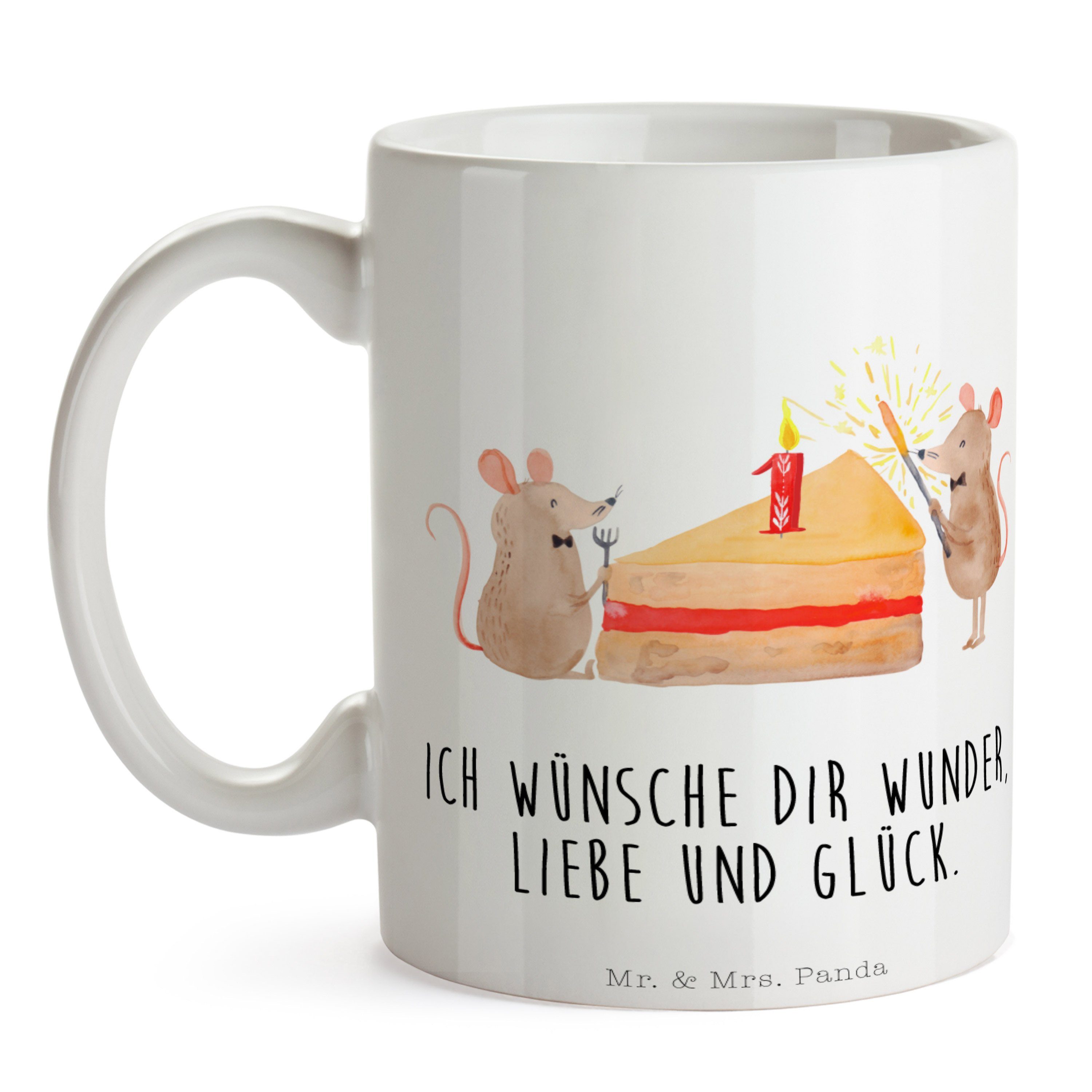 Mr. & Geburtstag Weiß - Keramik hungrig, - Kuchen Tasse Panda Mrs. Geburtstagsges, Geschenk, 1. Mäuse