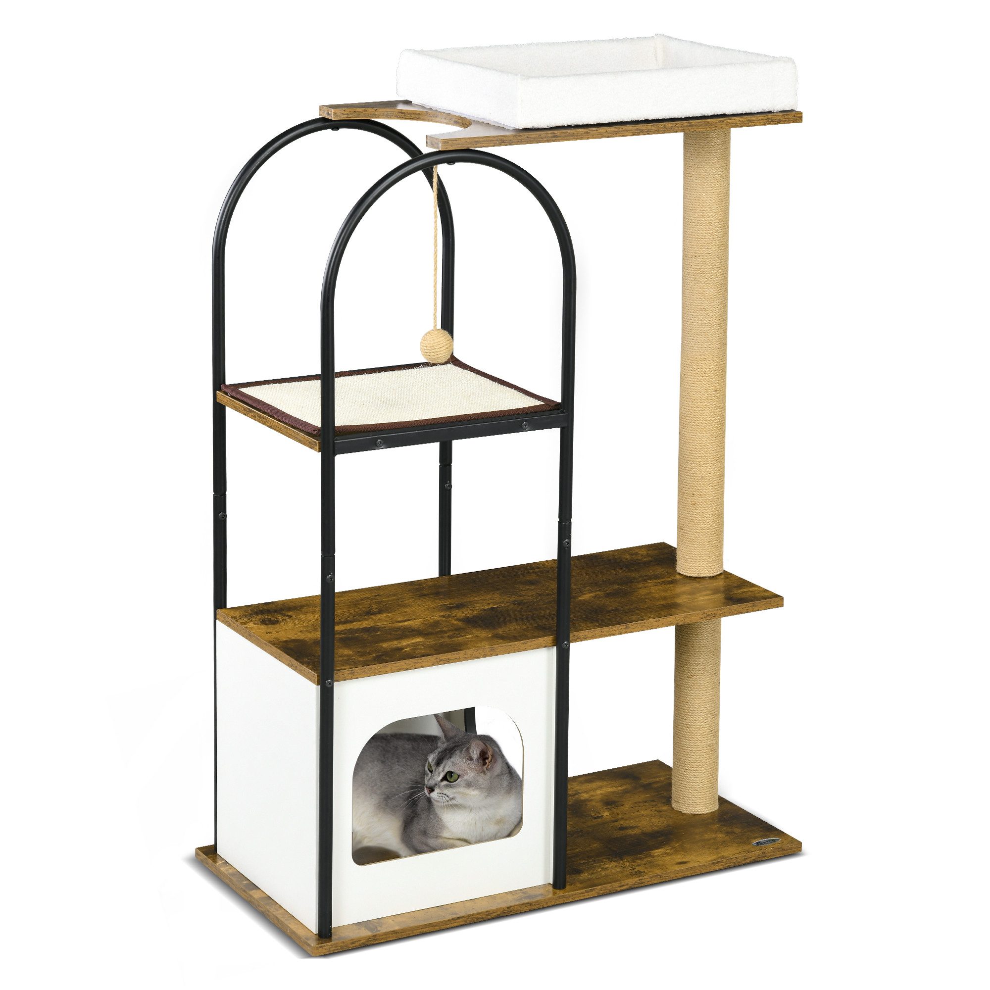 PawHut Kratzbaum 118,5 cm Katzenbaum mit Katzenhöhle, Bett, Kratzmatte, für günstig online kaufen