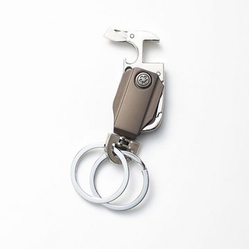 Wohnstil Schlüsselanhänger 5-in-1-Multifunktions-Auto-Schlüsselanhänger (Stilvoller, um 360 Grad drehbarer Schlüsselanhänger, 2-tlg., 2 zusätzliche Schlüsselringe (Schwarz, 3,82 x 1,18 Zoll), Geschenk für Männer und Frauen