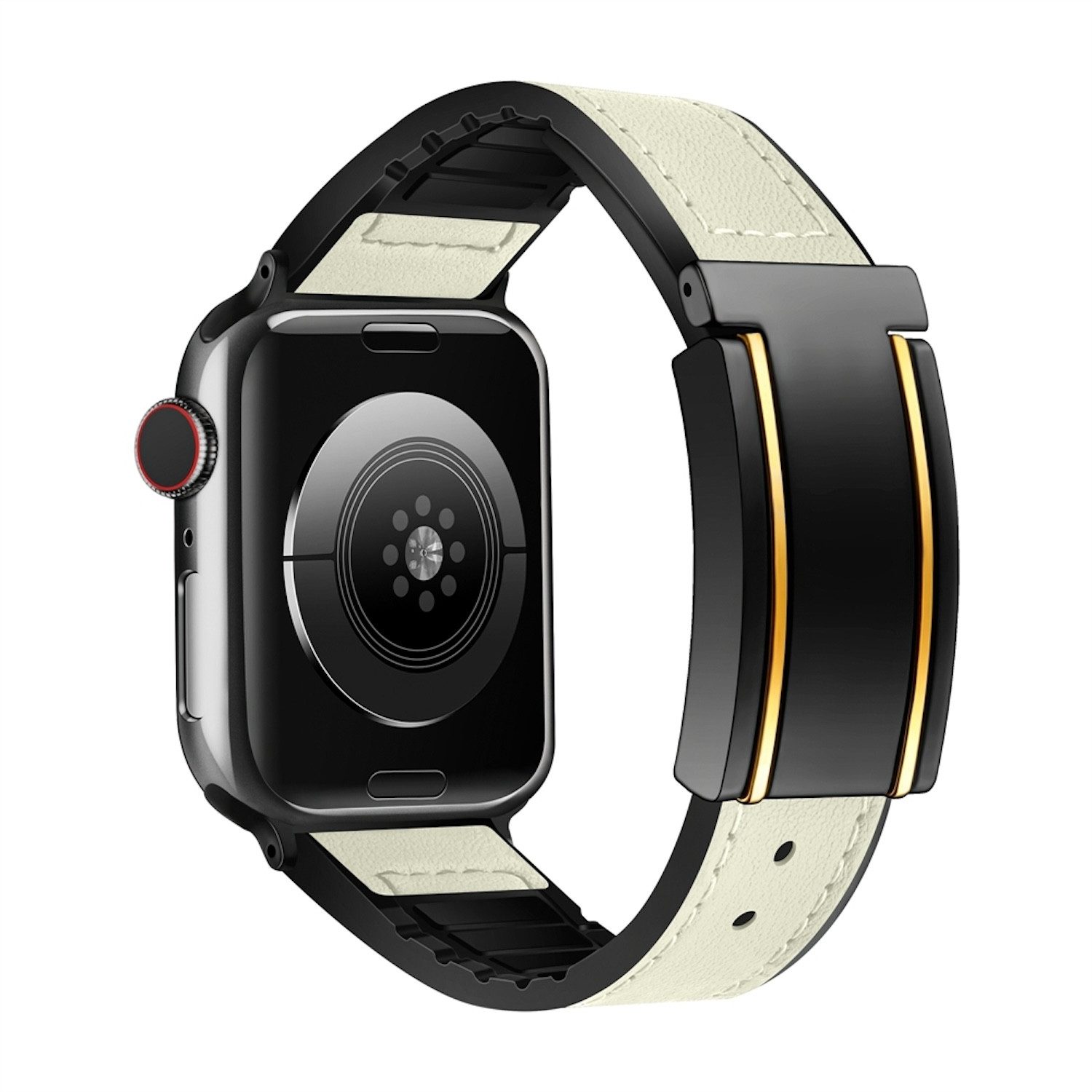 Wigento Smartwatch-Armband Für Apple Watch SE 2023 40mm Kunstleder Magnetschnalle Armband Beige