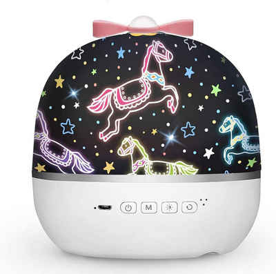 SYOSIN Nachtlicht Sterne-Nachtlicht mit Musikprojektor für Kinderzimmer, USB-betrieben, LED fest integriert, Sternenhimmel, Romantische Atmosphäre