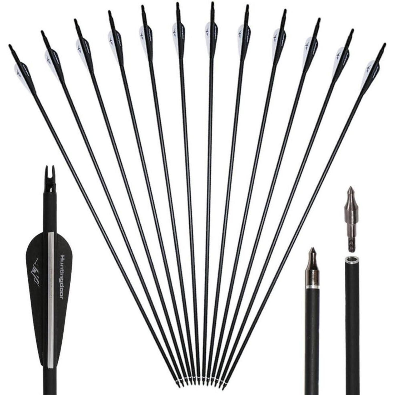 LuxusKollektion Recurvebogen Стрілки Bogenschießen Carbonpfeile 30 Zoll Erwachsene Jagdpfeile