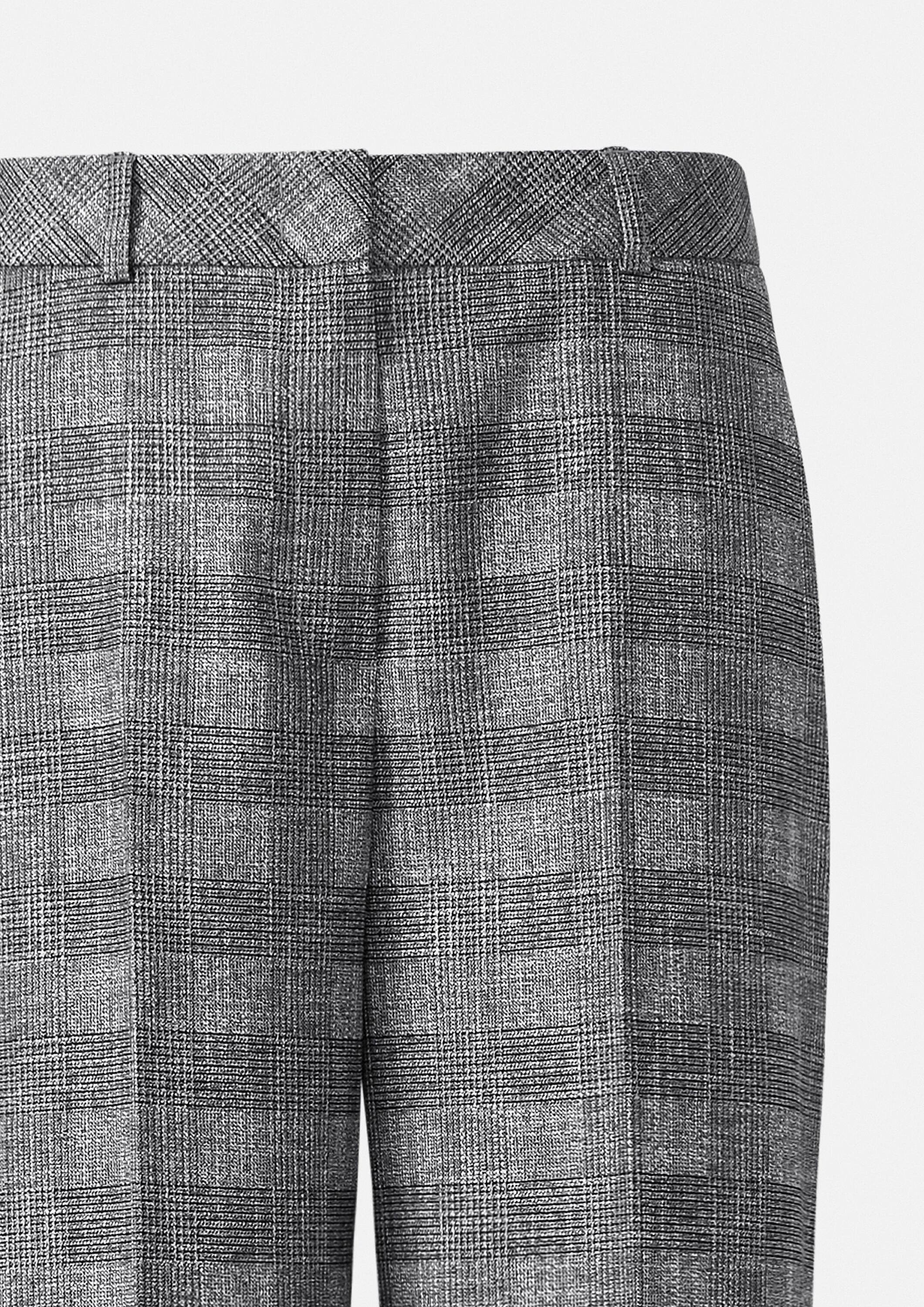 comma Chinos Hose Ankle-Hose mit Wide Leg und Karomuster