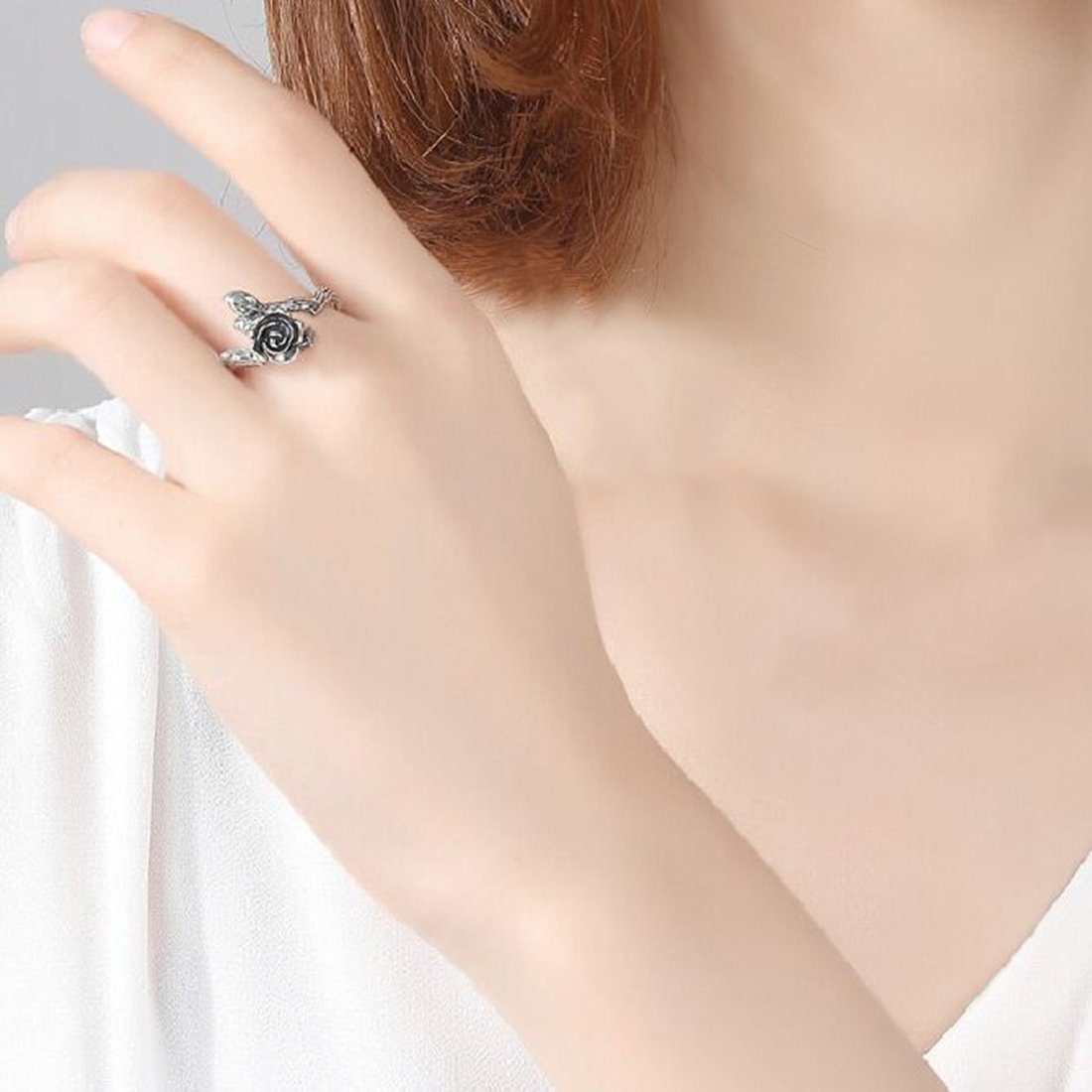 Damen Vintage-Ringe Rosetten Ringe, für verstellbarer Haiaveng Fingerring Ringe,