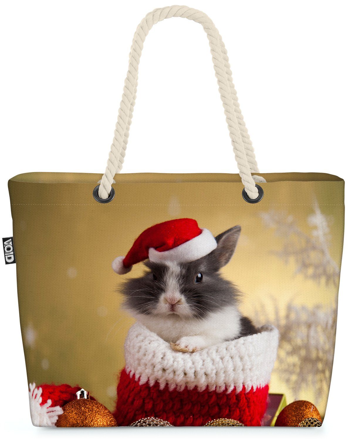 VOID Strandtasche (1-tlg), Nikolaus Hase Weihnachten Hase Haustier Weihnachten Winter Nikolaus