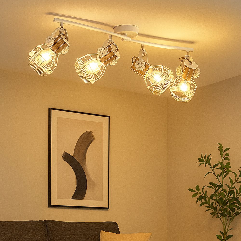 GLOBO LIGHTING Deckenspot, Leuchtmittel nicht inklusive, Deckenstrahler 4 Flammig Metall Deckenleuchte Holz E27