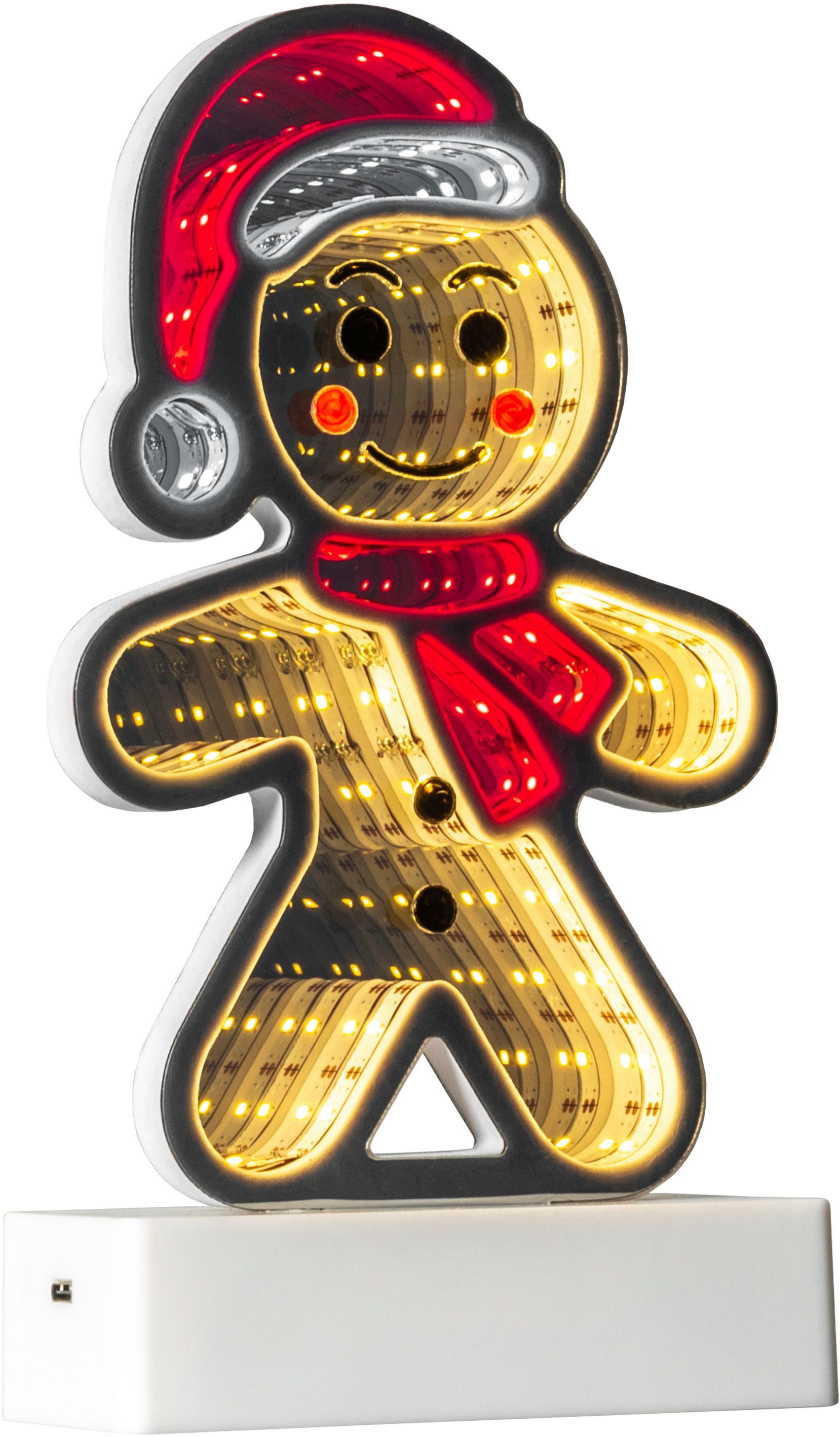 my home LED Dekofigur LED-Lebkuchenmann Evaya, LED fest integriert, Warmweiß, Infinity Effekt, Weihnachtsdeko für Innen, beidseitig beleuchte
