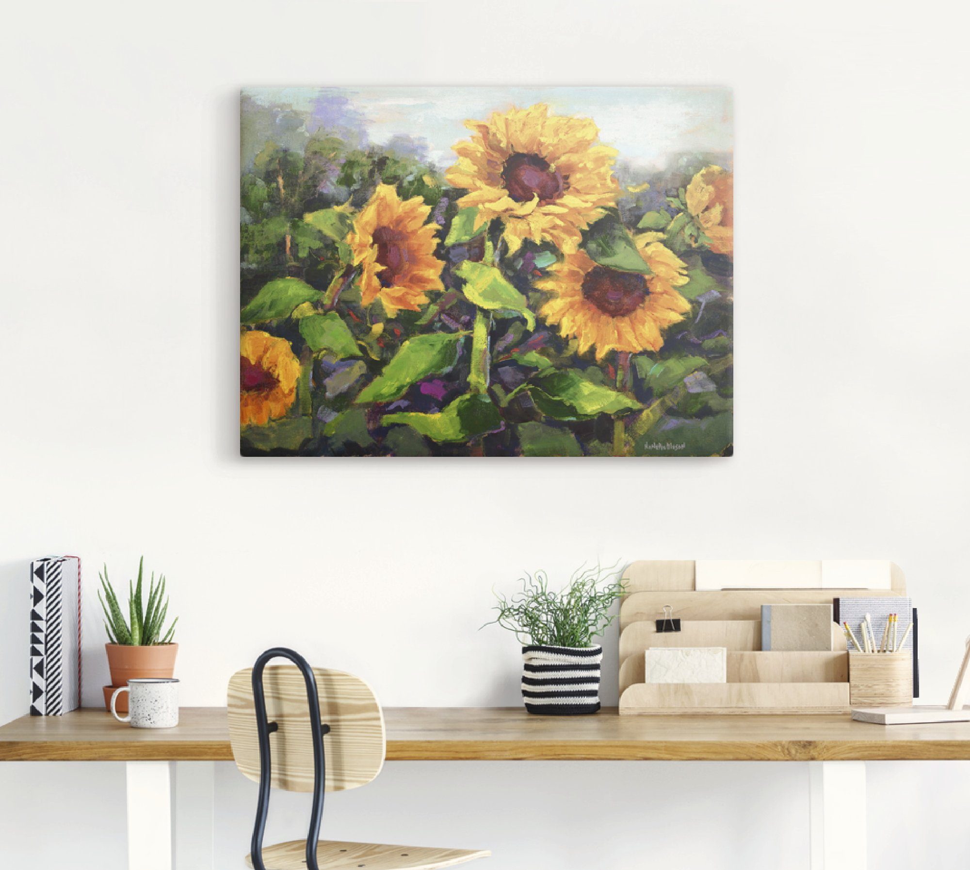 Artland Leinwandbild Das Erwachen der Sonnenblumen IV, Blumen (1 St), auf Holzrahmen gespannt