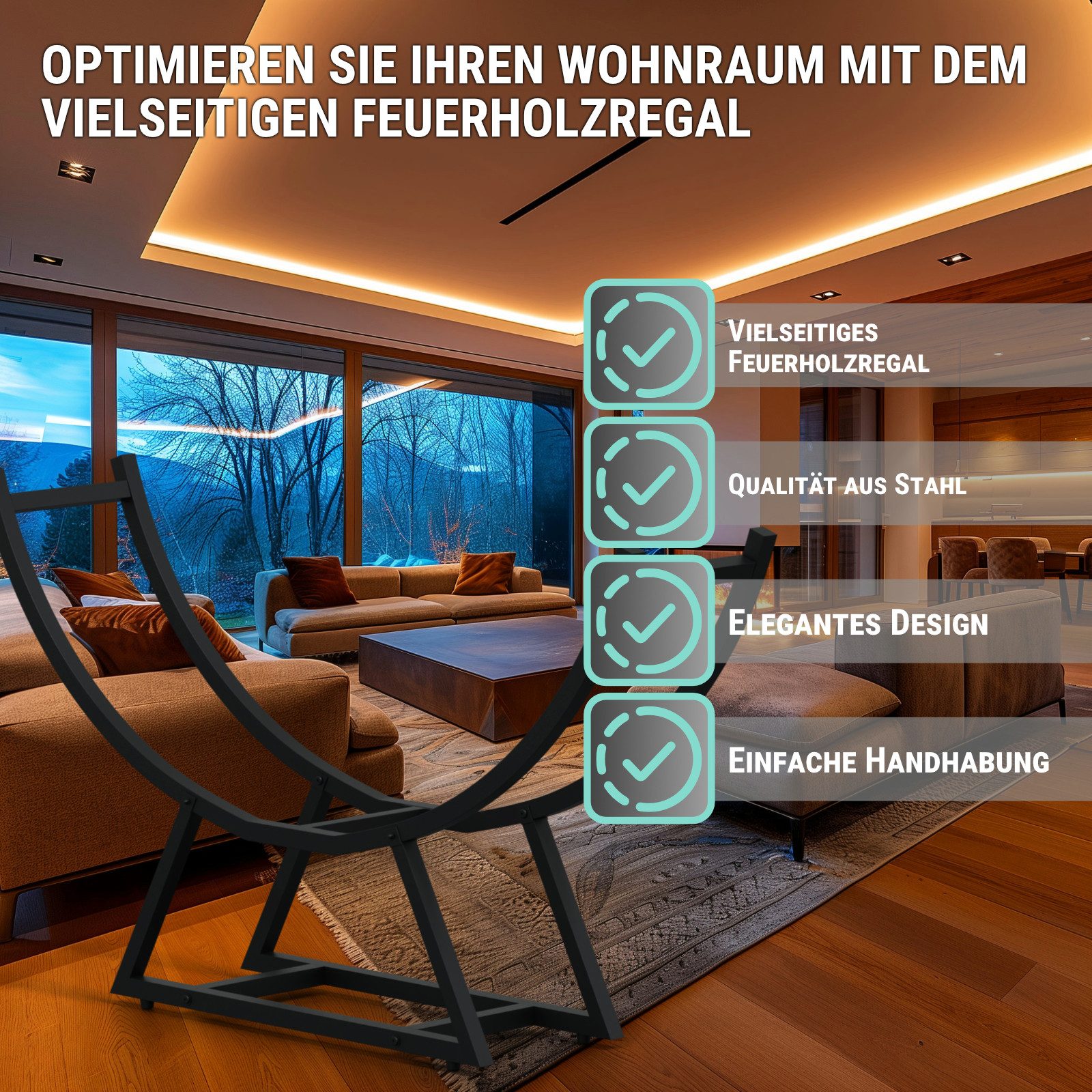 HAGO Kaminholzregal Feuerholzregal 94x21x55cm Kaminholz Holzlager Brennholz günstig online kaufen