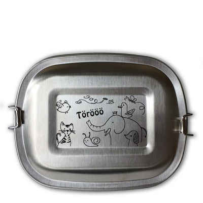 elbedruck Lunchbox Edelstahl Brotdose Lunchbox für Kinder mit Gravur lustiges Tiermotiv 3 Größen zur Auswahl, auch als Set erhältlich Schule Kindergarten Jungen Mädchen, kleine Dose (ca. 700 ml)