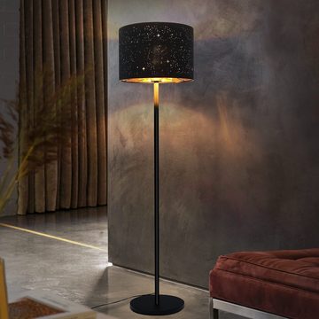 ZMH Stehlampe Modern Wohnzimmer Stehleuchte aus Stoff mit E27, LED wechselbar, Schwarz-Gold