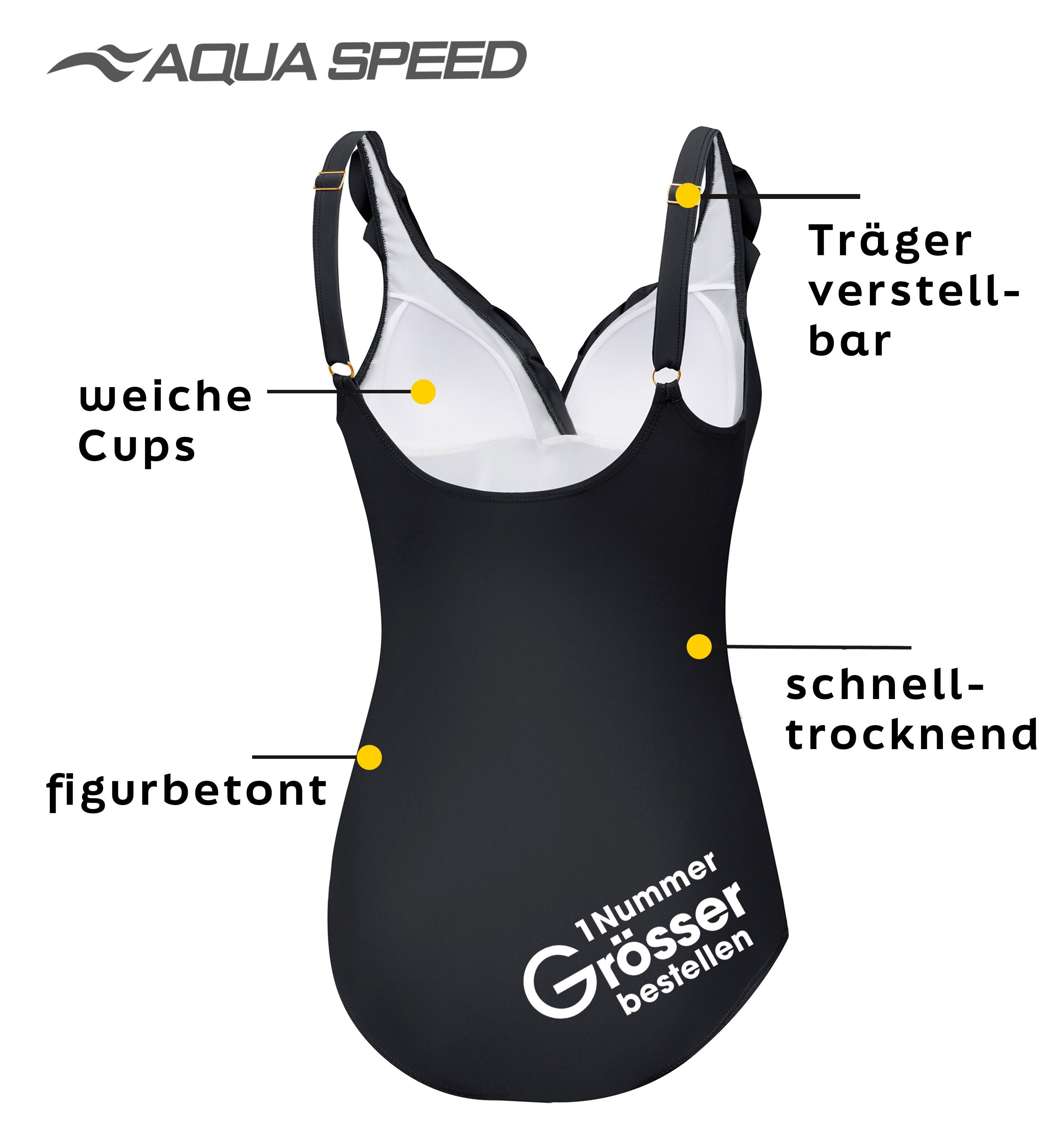 Aqua Speed Badeanzug Figur schmeichelnder Lydia Badeanzug mit kl. Handtuch (elegante Farben und jugendliches Design)