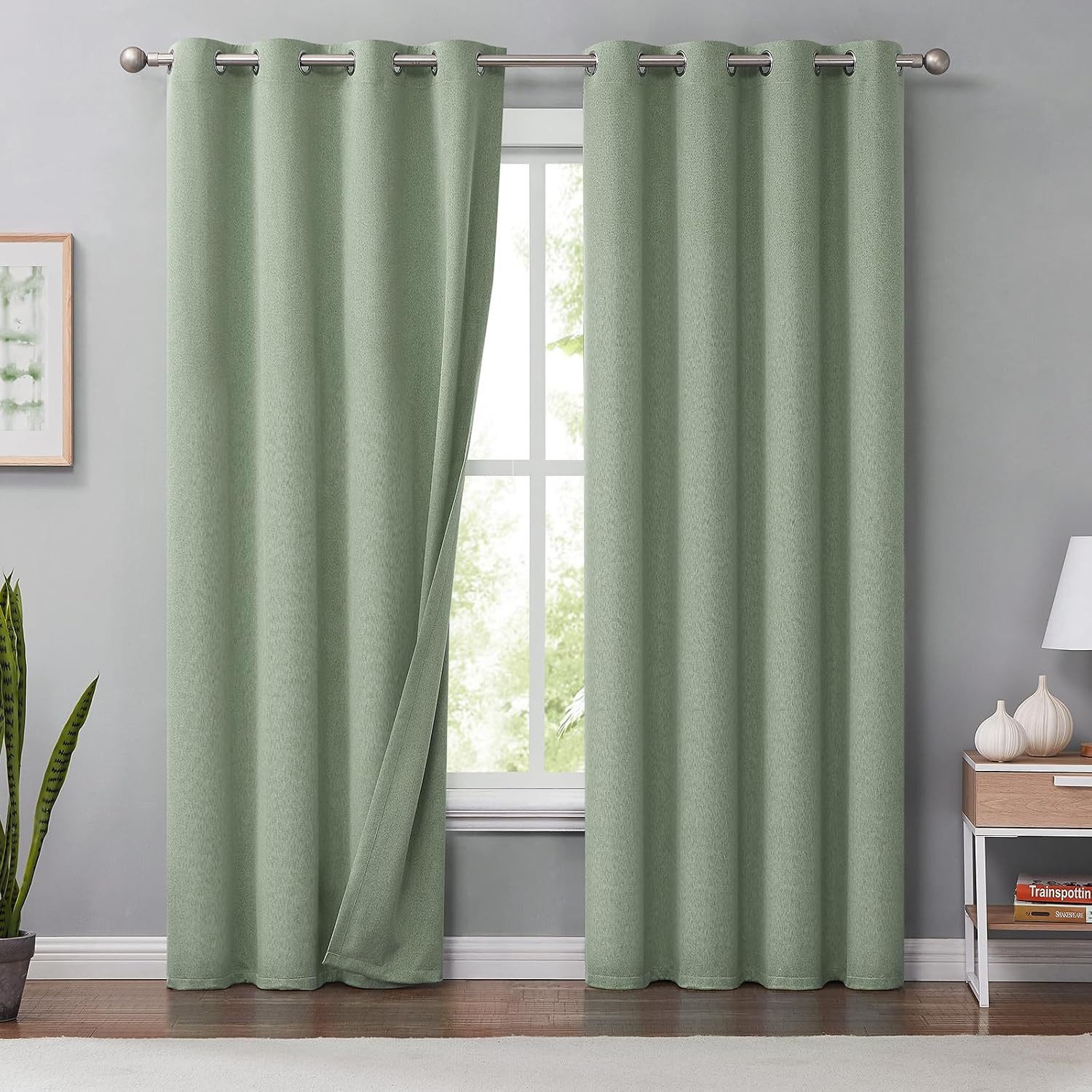 LEMLIT Verdunkelungsvorhang Leinenoptik Verdunkelungsvorhänge 2 Paneele mit Ösen (2 St), verdunkelnd, 140×175 cm, wärmeisolierend für Schlafzimmer Wohnzimmer