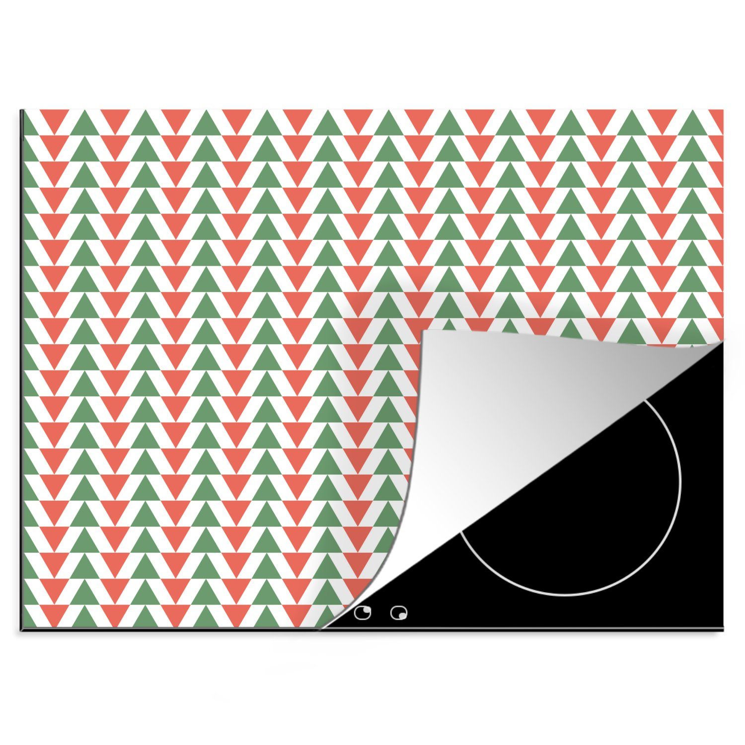 MuchoWow Herdblende-/Abdeckplatte Weihnachten - Muster - Dreieck, Vinyl, (1 tlg), 60x52 cm, Mobile Arbeitsfläche nutzbar, Ceranfeldabdeckung