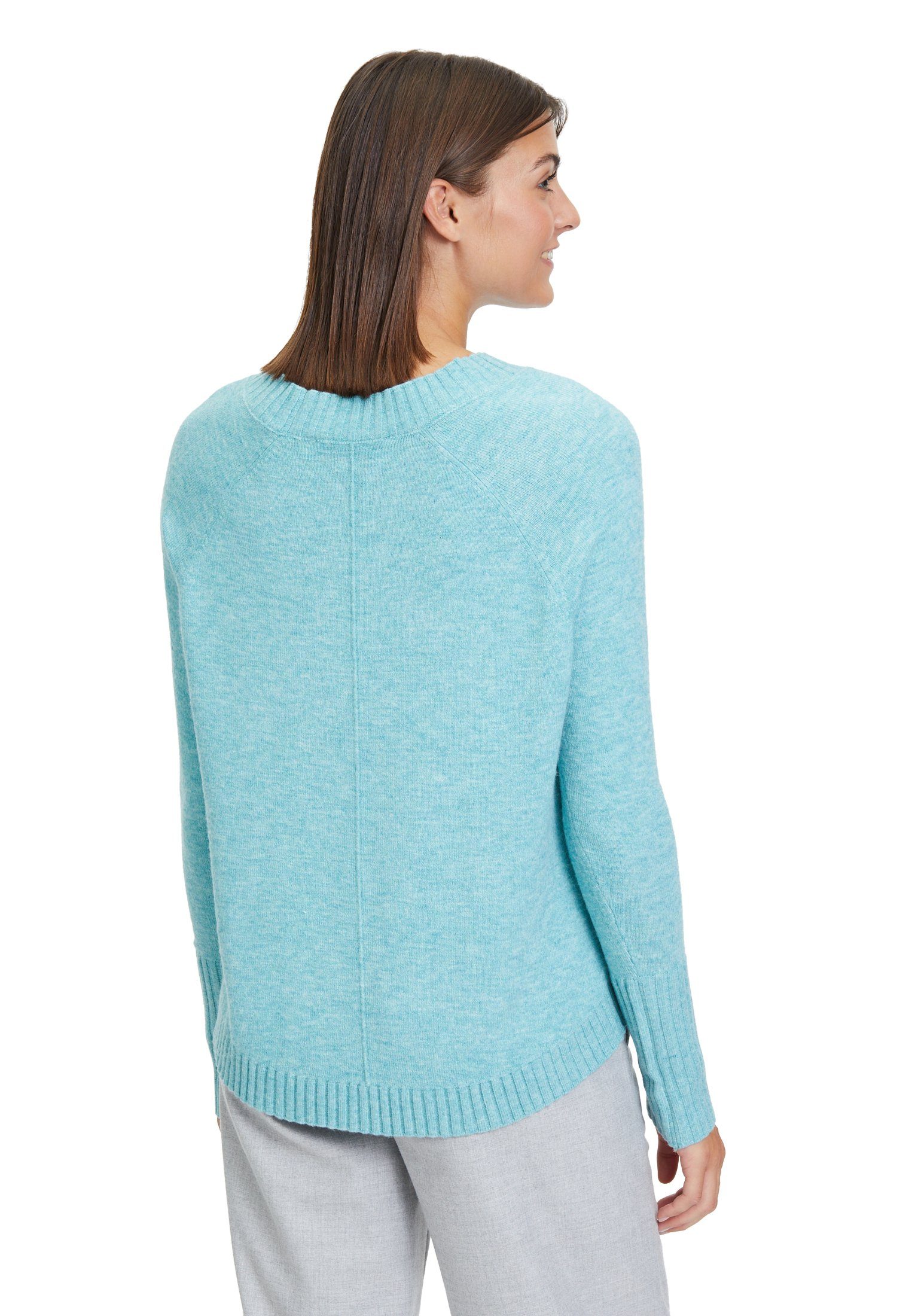 mit Betty Barclay Rundhalsausschnitt Strickpullover Turquiose Melange (1-tlg) Material Light Betty&Co