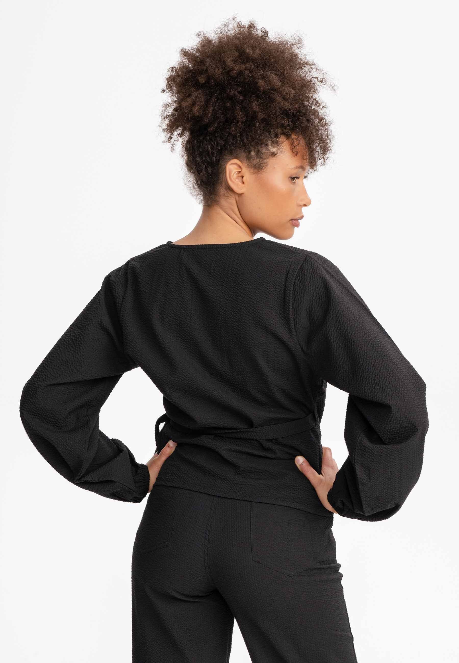MELA Langarmbluse Damen Wickelbluse LILAM clean günstig online kaufen