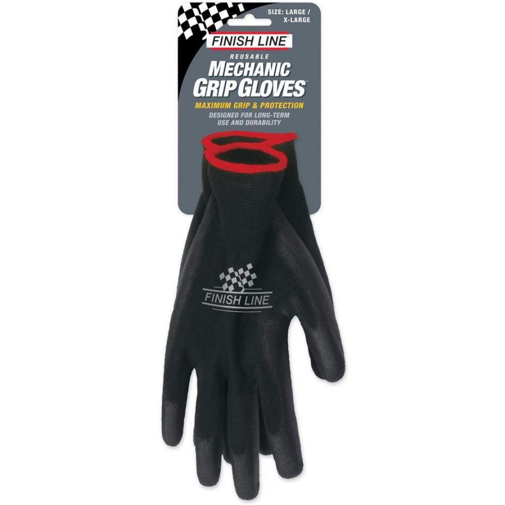 Finish Line Fahrradhandschuhe Finish Line Mechanic Grip Gloves L/XL, schwarz, PU-beschichtet, latexf
