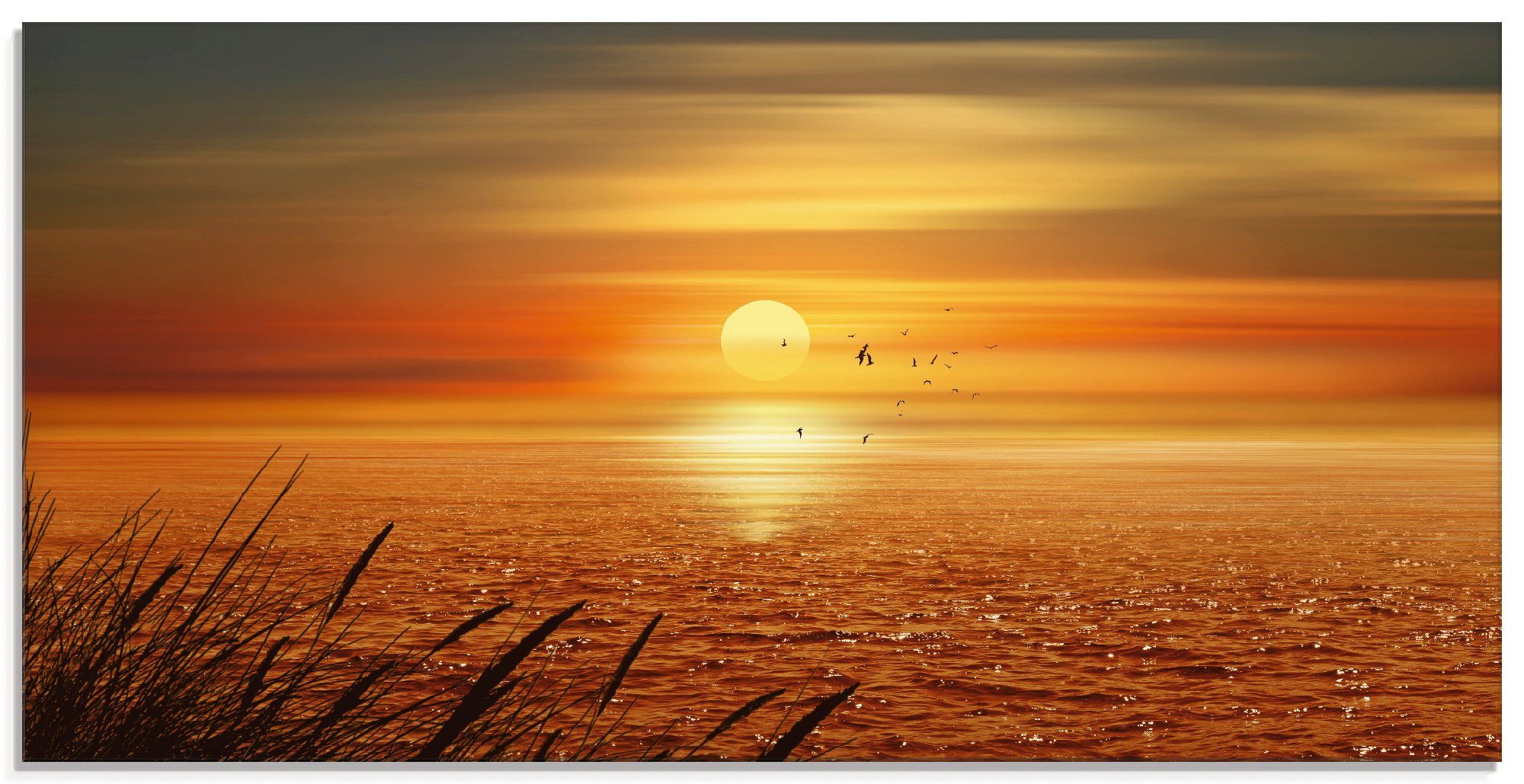 Artland Glasbild Sonnenuntergang über dem Meer, Sonnenaufgang & -untergang (1 St), in verschiedenen Größen | Bilder
