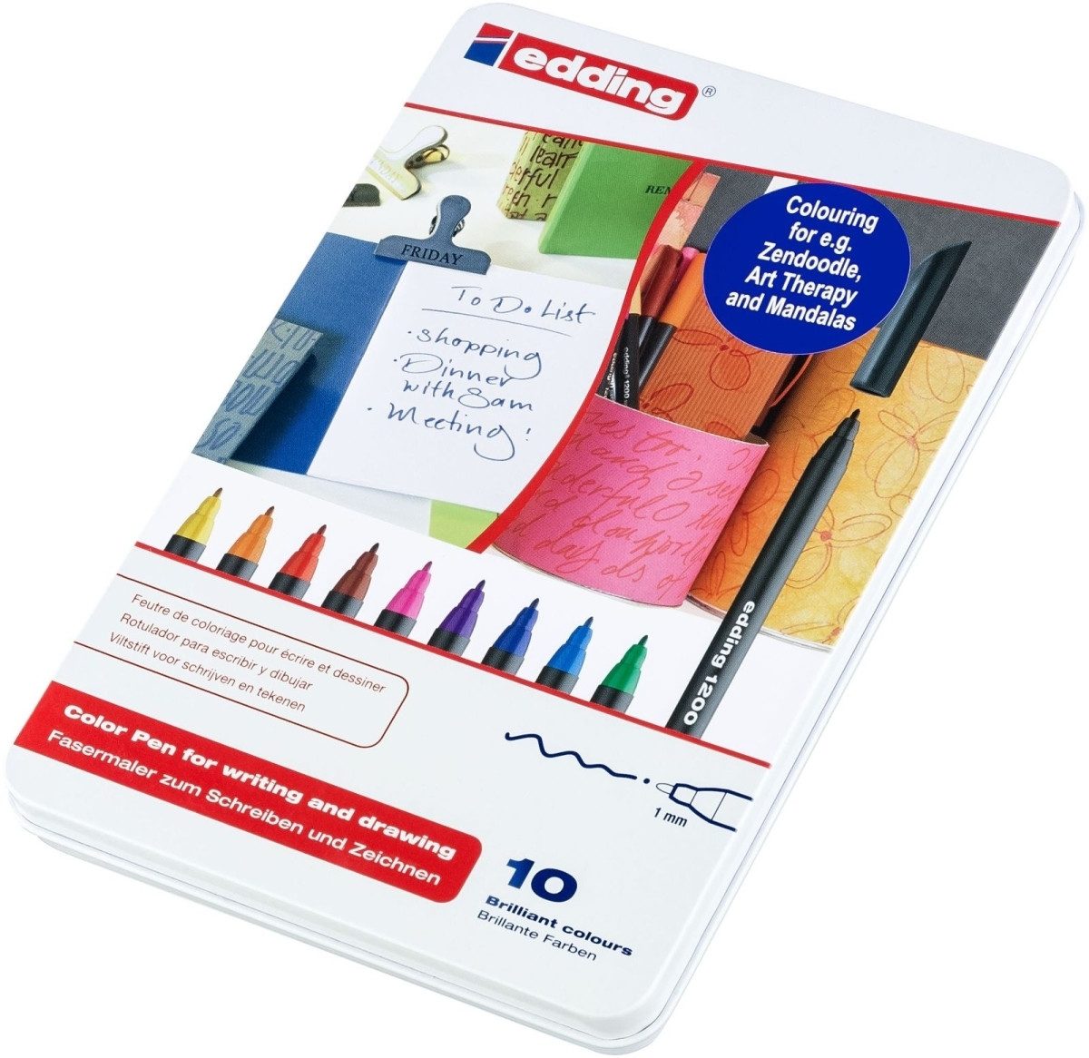 edding Tintenfeinschreiber Fasermaler edding 1200 colourpen 1mm VE=10 Farben