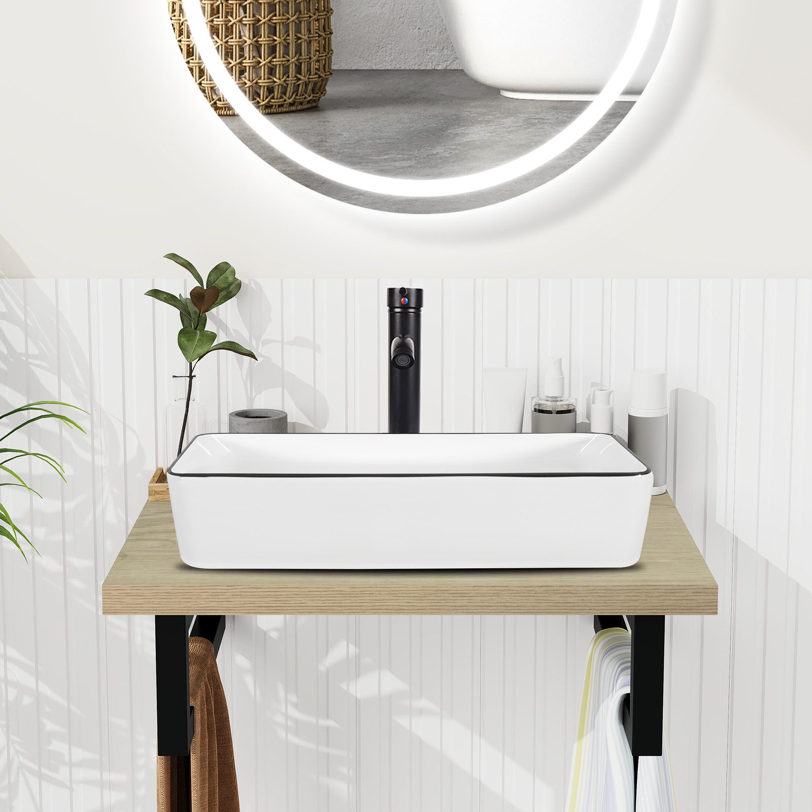 Puluomis Badmöbel-Set Badezimmerschrank Waschbeckenunterschrank Set, Wascht günstig online kaufen