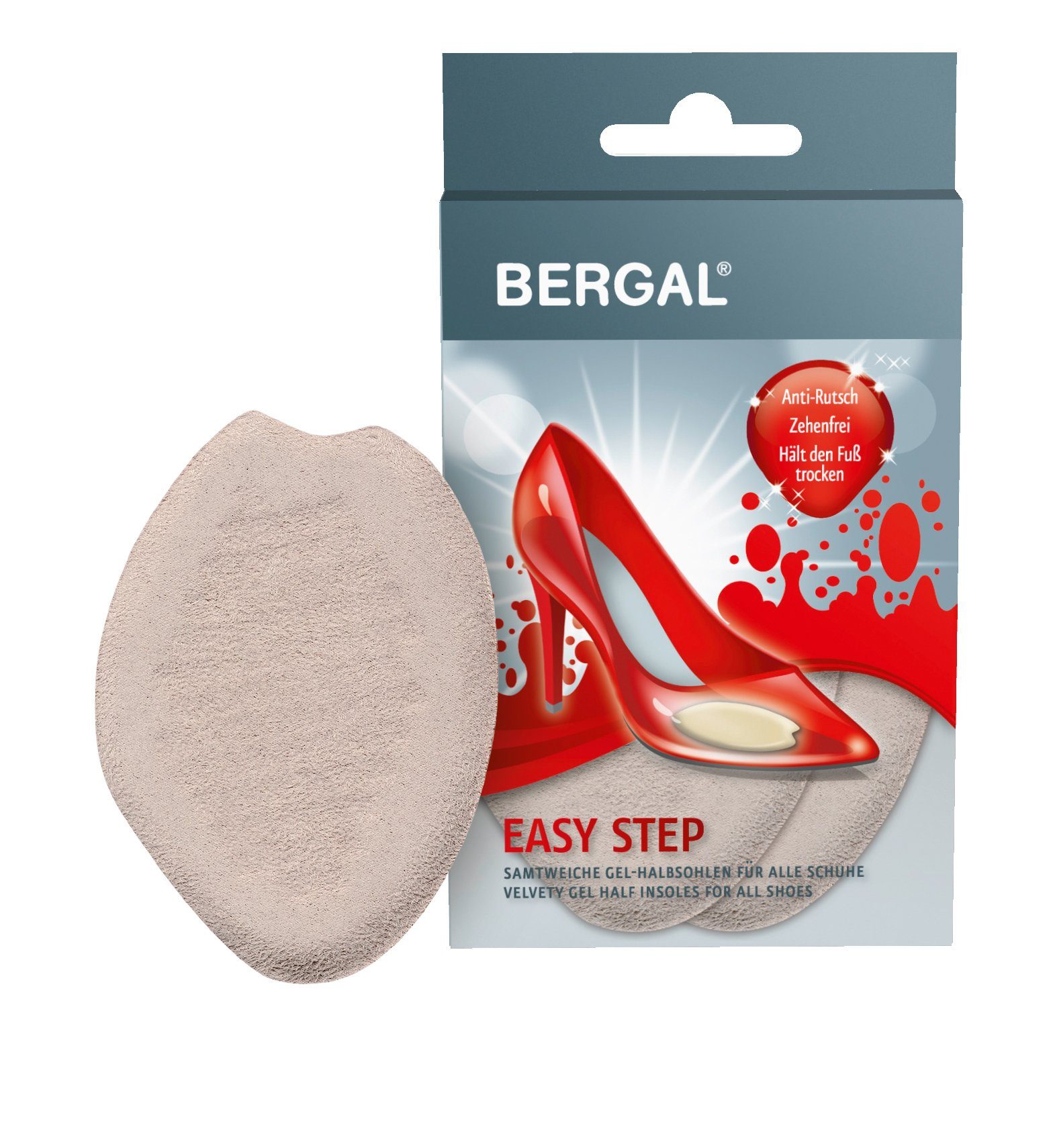 Bergal Gelpolster Easy Step - rutschfesten Gel-Halbsohle