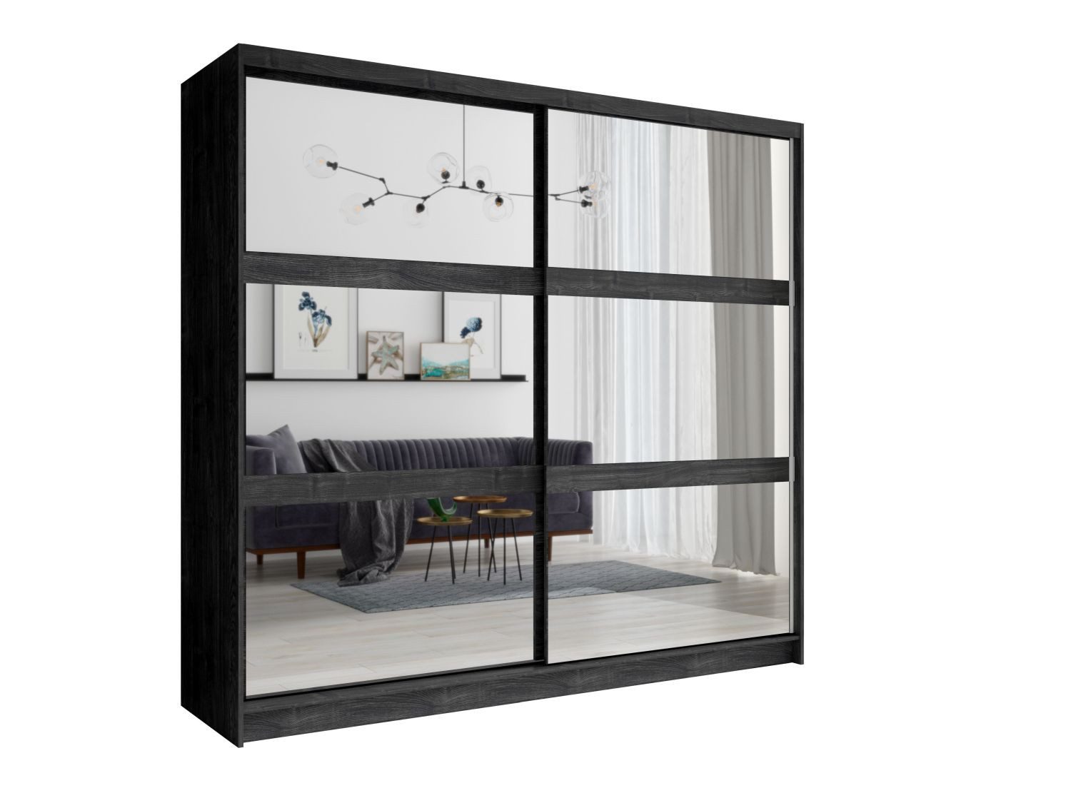 Lukas Möbel Komplettschlafzimmer Komplettschlafzimmer Togo in Anthrazit 5-teilig, Bett mit Bettkasten, Kleiderschrank mit Spiegeln, 5-teilig, Schwarz – Bild 5 von 5
