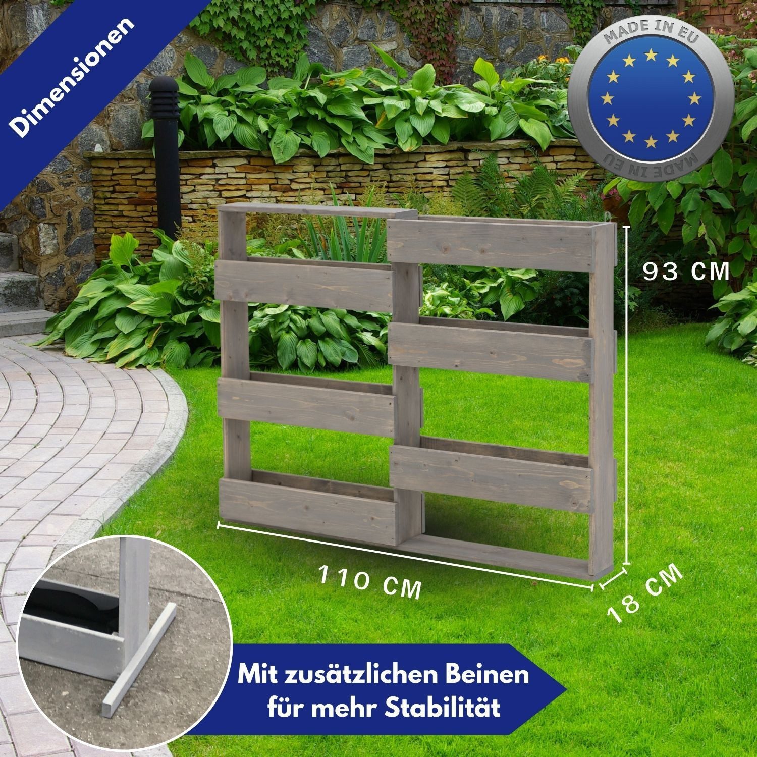 Coemo Hochbeet, Grau Vertikalbeet aus Holz mit 6 Pflanzkästen Hochbeet Blumenkasten
