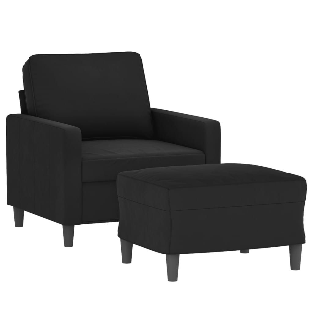 vidaXL Sofa Sessel mit Hocker Schwarz günstig online kaufen
