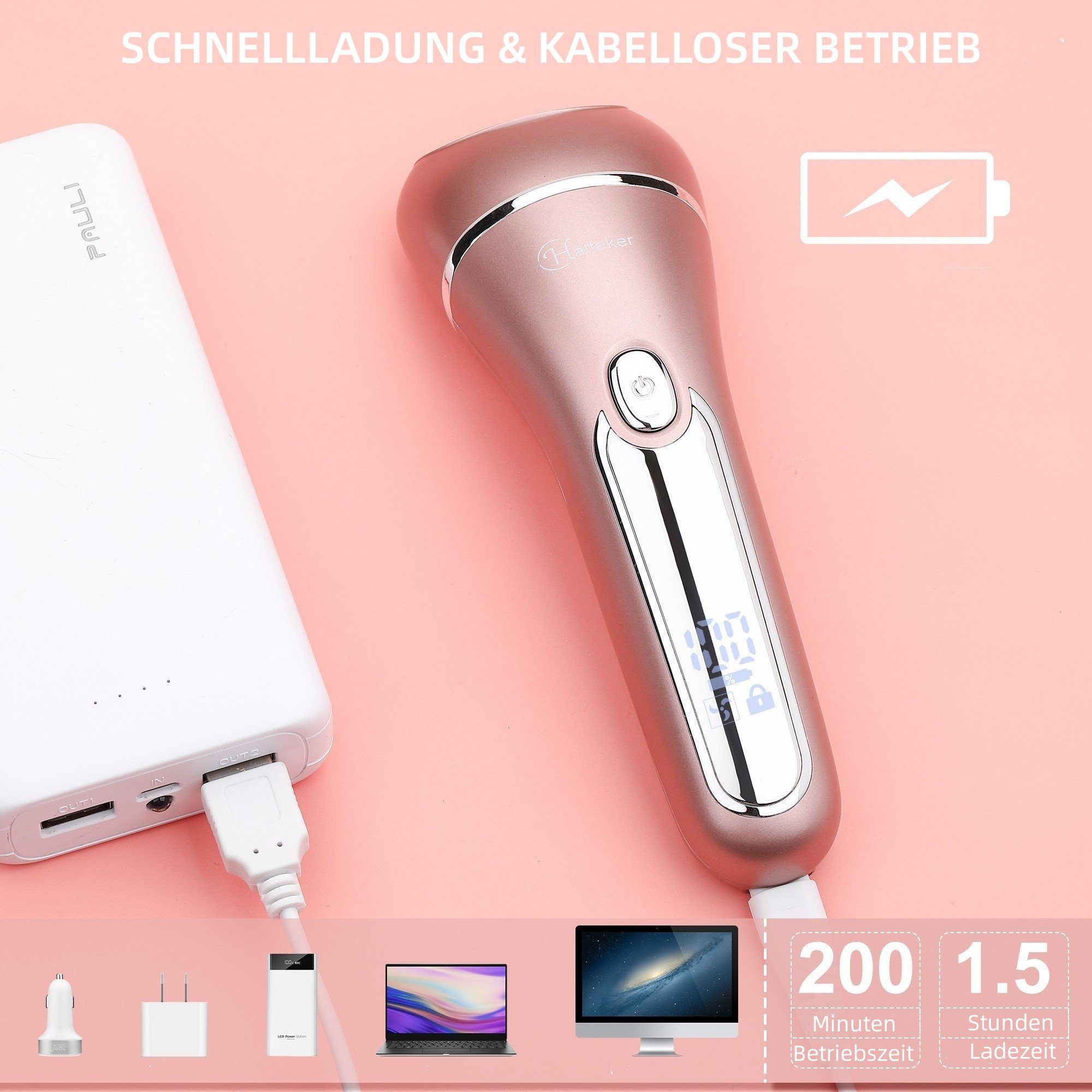 Scttomon Elektrokörperrasierer RSCX-9612, Aufsätze: 1, Epilierer, 3 in 1, Rasierer für Damen, Gesichtsepilierer – Bild 5 von 5