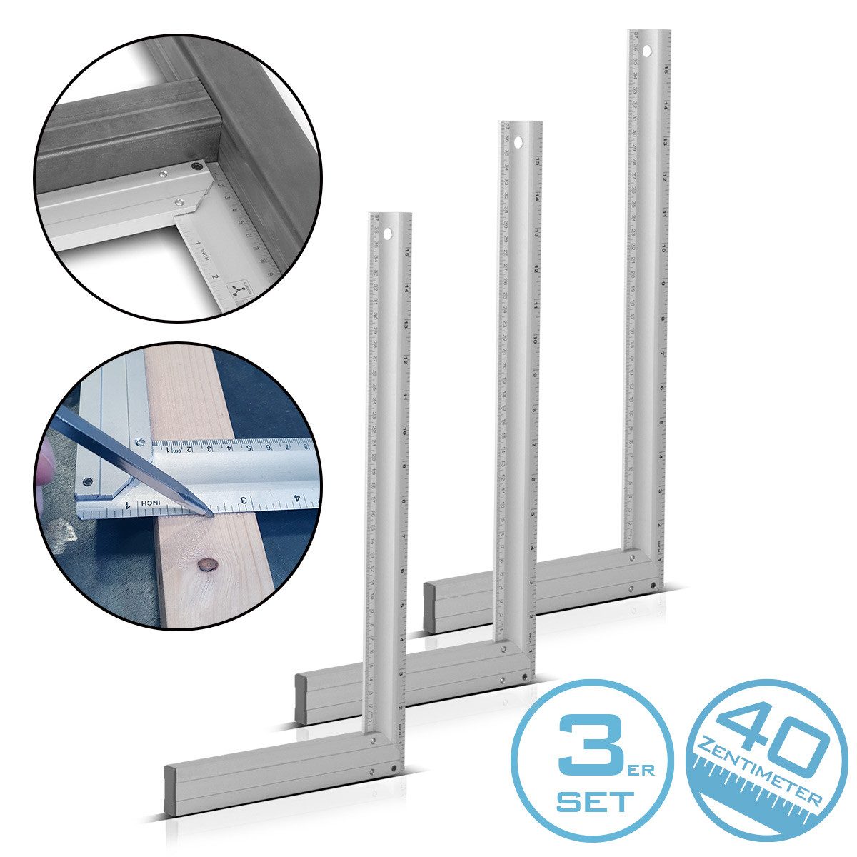 STAHLWERK Flachwinkel Aluminium-Anschlagwinkel-3er-Set, (3-St)