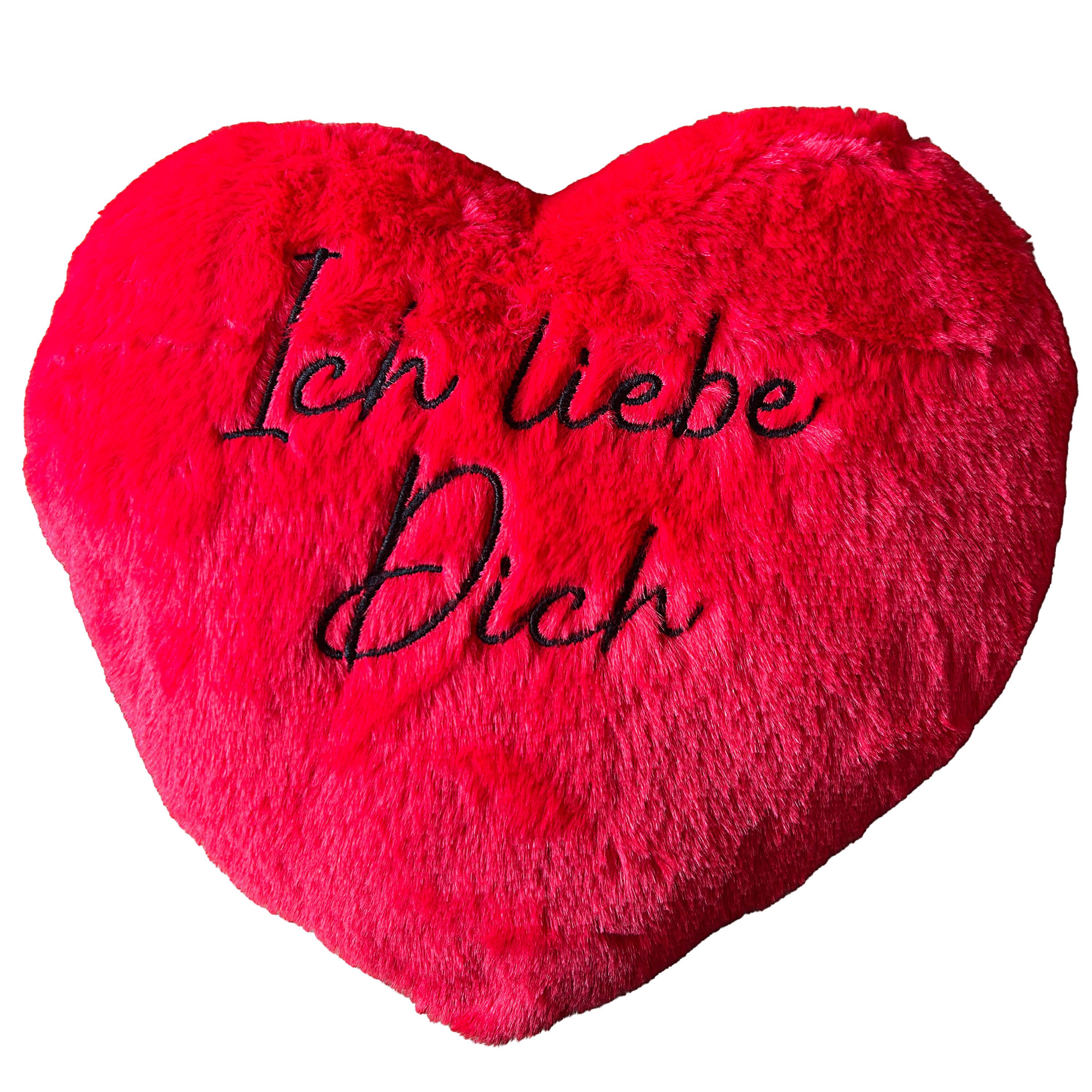 CEPEWA Dekokissen Herzkissen 'Ich liebe dich' Schlaufe 40cm Polyester rot Valentinstag