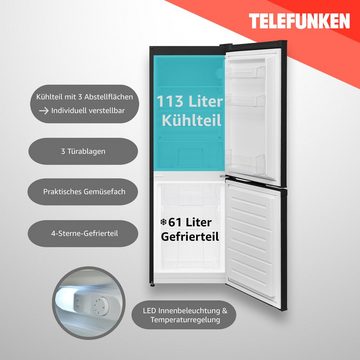 Telefunken Kühl-/Gefrierkombination KTFK174EDI, 145 cm hoch, 49.7 cm breit, 174 Liter Nutzinhalt, Kühlschrank groß mit Gefrierfach, freistehend