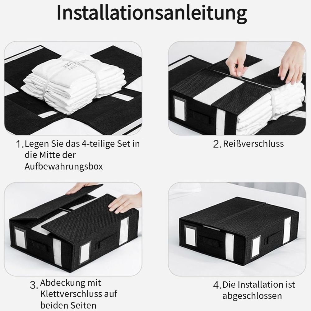 (1 Stück 1/2 faltbare Aufbewahrungsbehälter JOYOLEDER St), Bettwäsche-Organizer-Aufbewahrungsbehälter Unterbettkommode Schwarz