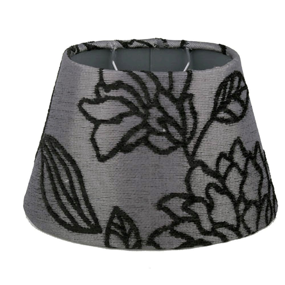 Dirk Davids Leuchten GmbH Lampenschirm Lampenschirm in Oval Leinen Silber Grau Motiv Schwarz 25-16-16, Exklusives Design