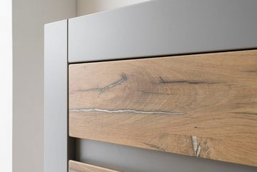 Furn.Design Highboard Tamaris (Schrank in matt grau mit Eiche, 165 x 132 cm), 12 Fächer, mit Soft-Close