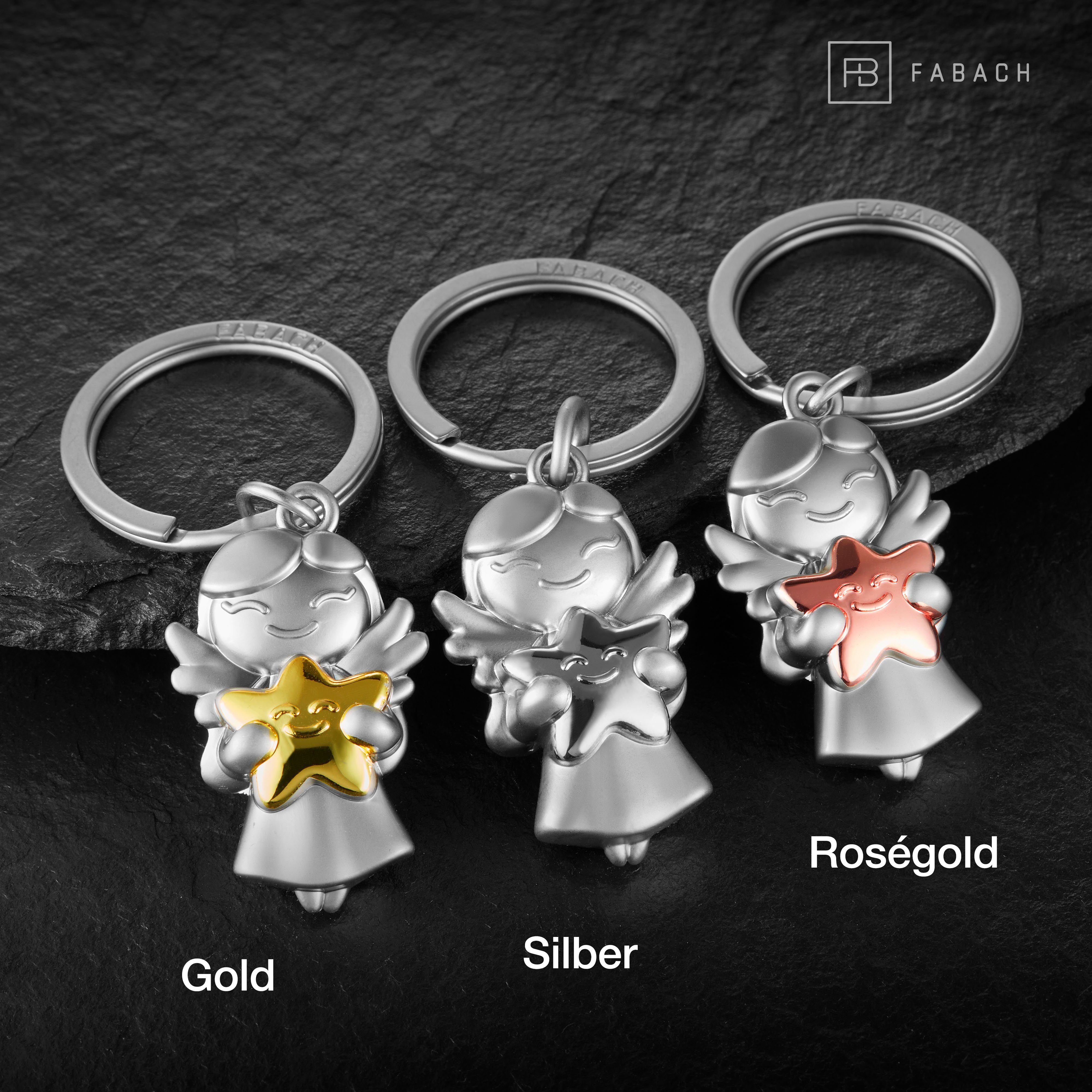 FABACH Schlüsselanhänger Schutzengel "Star" mit Stern - Weihnachtsengel Glücksbringer Geschenk