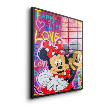 DOTCOMCANVAS® Acrylglasbild Happy Life - Acrylglas, Acrylglasbild Micky Maus Minnie Mouse Happy Life Love Comic Pop Art