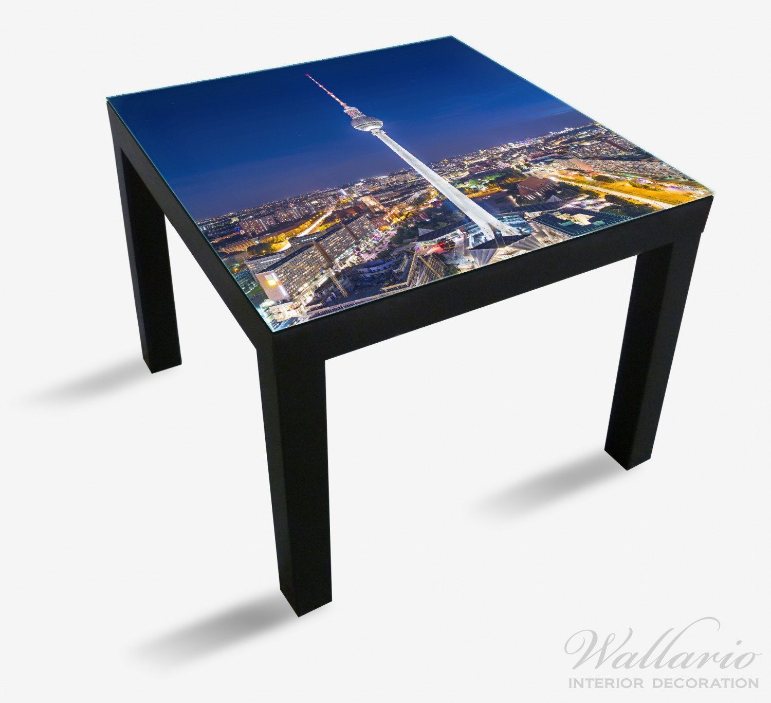 Wallario Tischplatte Fernsehturm geeignet Nacht (1 Berlin Lack für St), bei Ikea Tisch