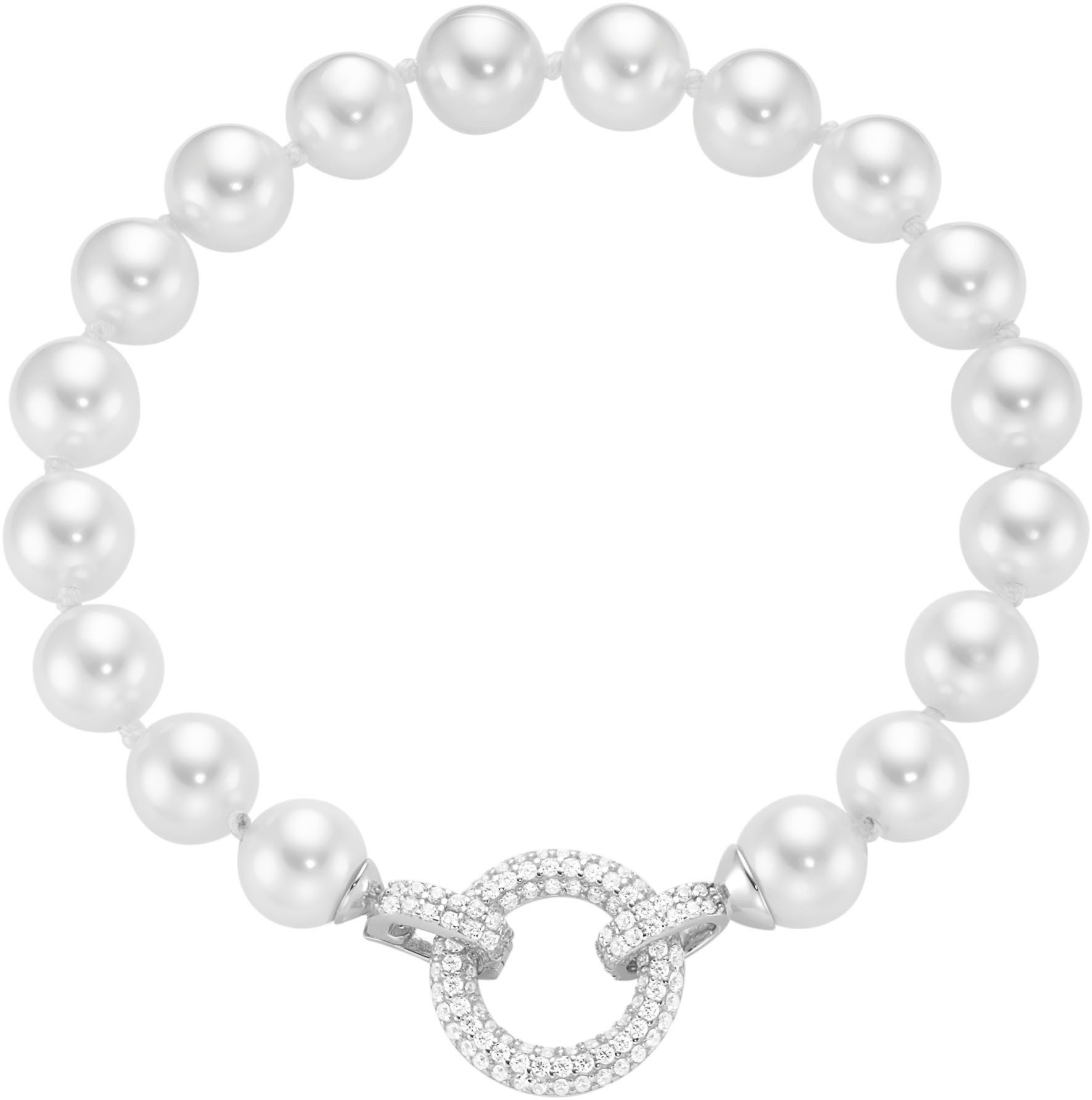 Firetti Perlenarmband Schmuck Geschenk Silber 925 Armschmuck Armband Armkette Glitzer, mit Zirkonia (synth) - mit Muschelperle
