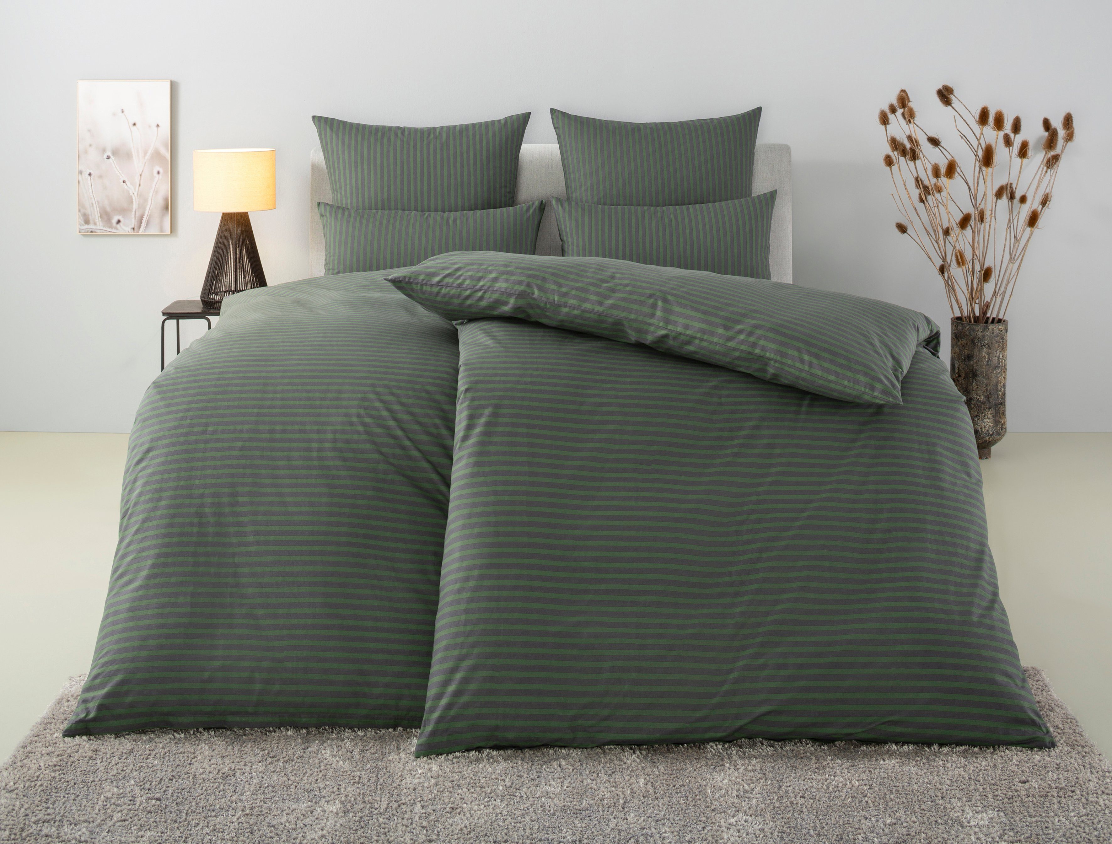 Bruno Banani Bettwäsche Jassen mit feinen Querstreifen, Renforcé, 2 teilig, moderne Streifen-Bettwäsche, mehrere Qualitäten, auch Premium